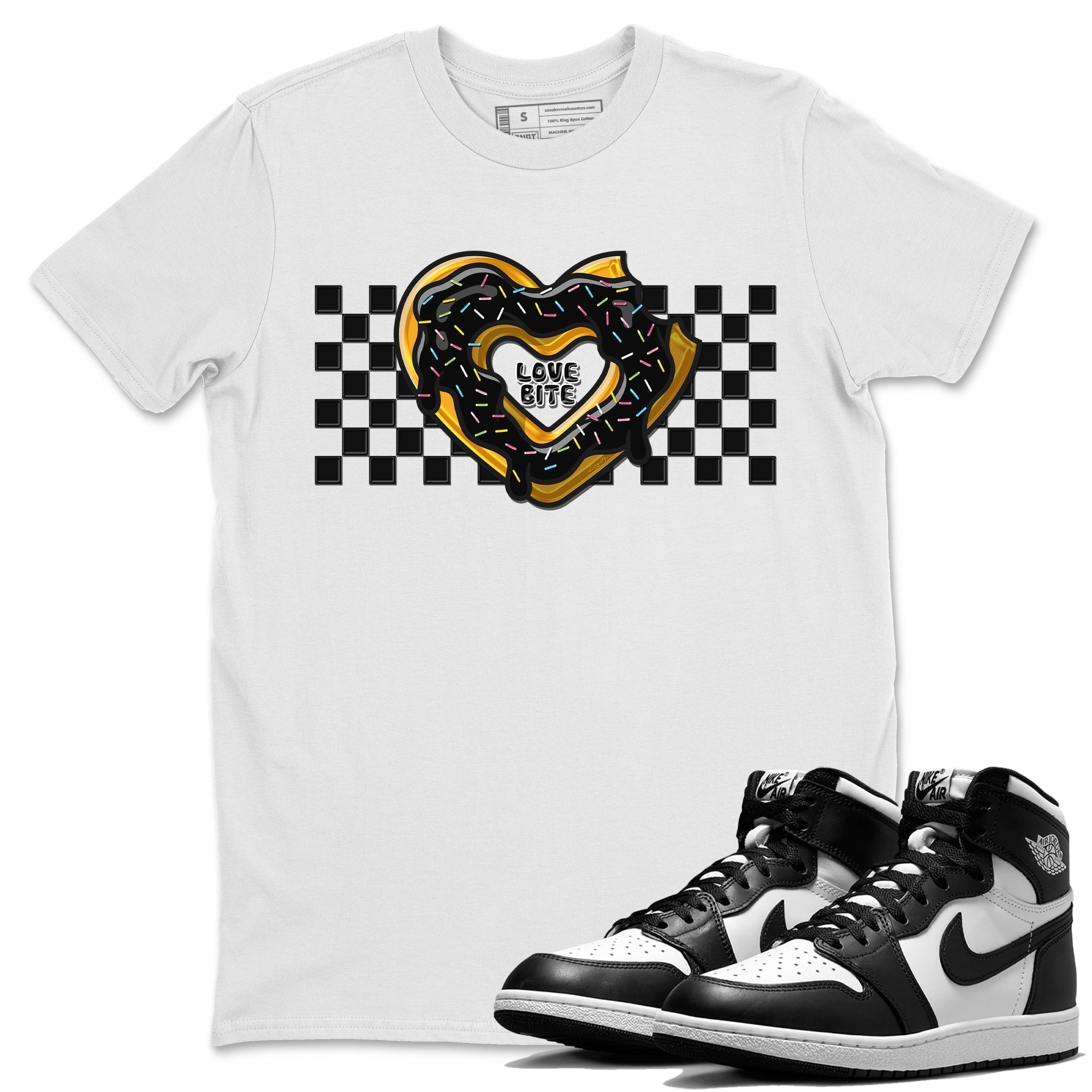 Air Jordan 1 Black White Shirt To Match Jordans Love Bite Sneaker Tees Air Jordan 1 Black White Drip Gear Zone Sneaker Matching Clothing Unisex Shirts