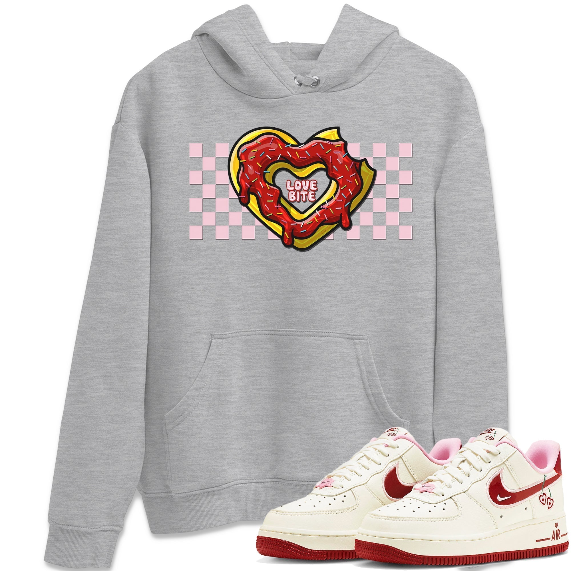 Air Force 1 Valentines Day Sneaker Match Tees Love Bite Sneaker Tees Air Force 1 Valentines Day Jordan to match sneaker T-Shirt Crew Neck Shirts