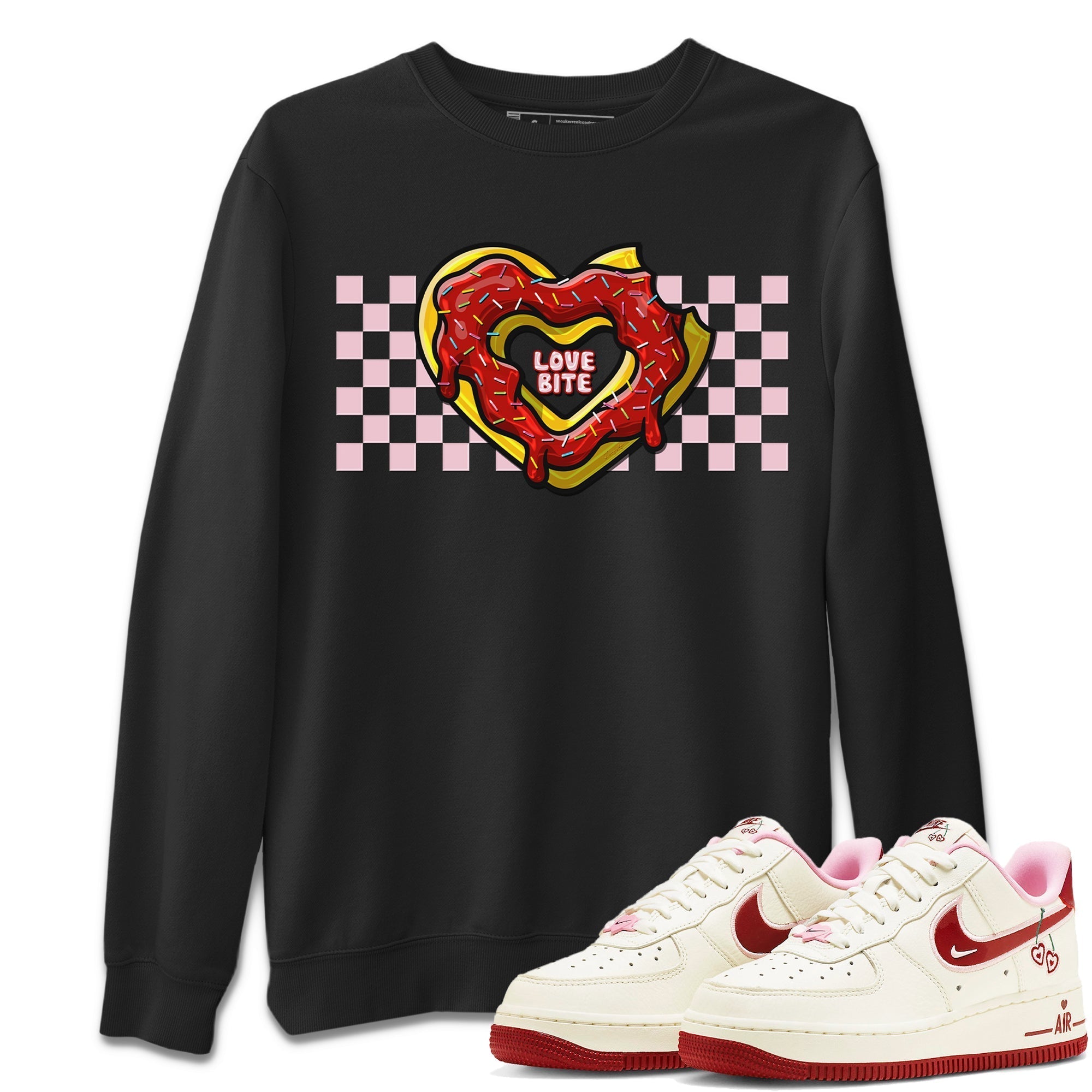 Air Force 1 Valentines Day Sneaker Match Tees Love Bite Sneaker Tees Air Force 1 Valentines Day Jordan to match sneaker T-Shirt Crew Neck Shirts