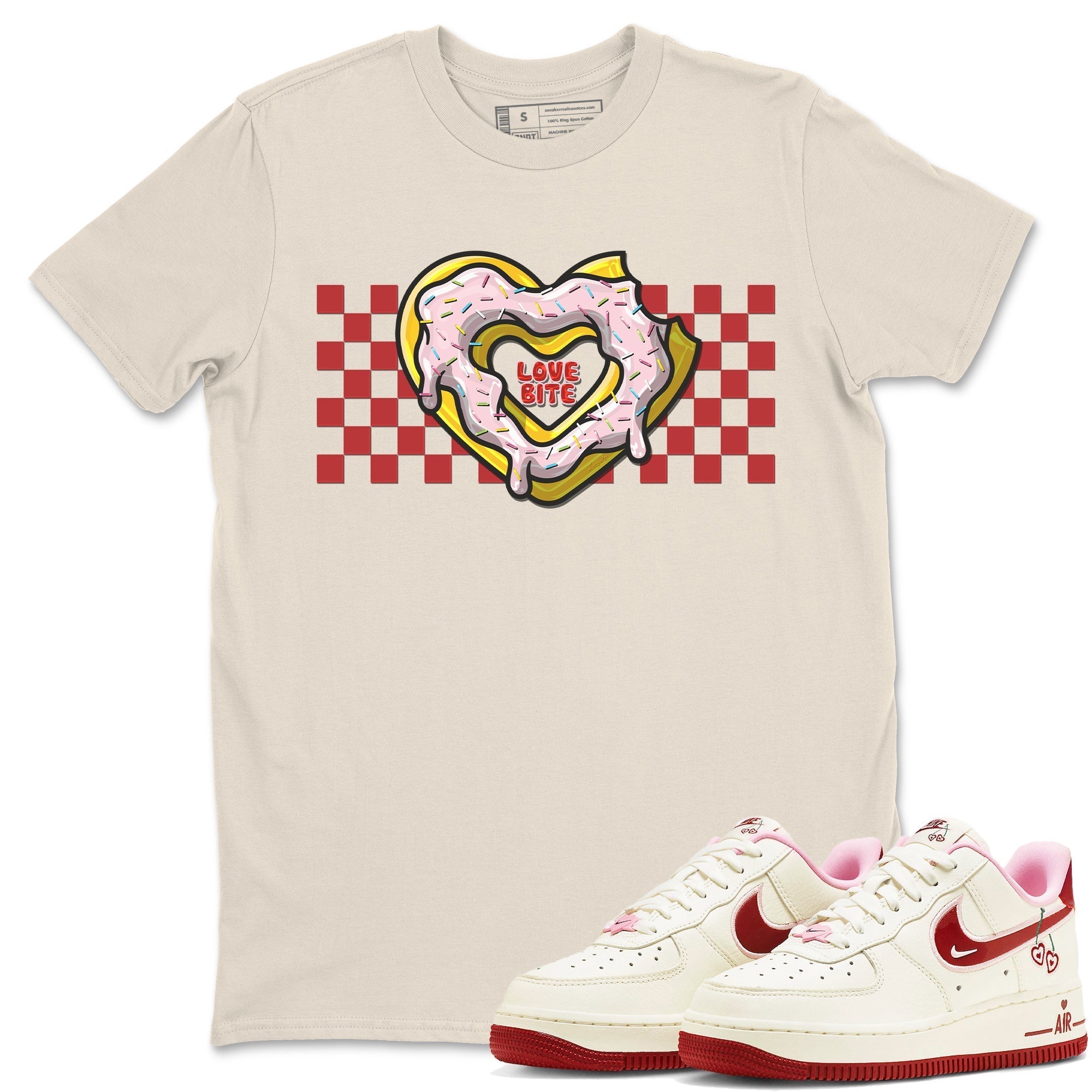 Air Force 1 Valentines Day Sneaker Match Tees Love Bite Sneaker Tees Air Force 1 Valentines Day Jordan to match sneaker T-Shirt Crew Neck Shirts