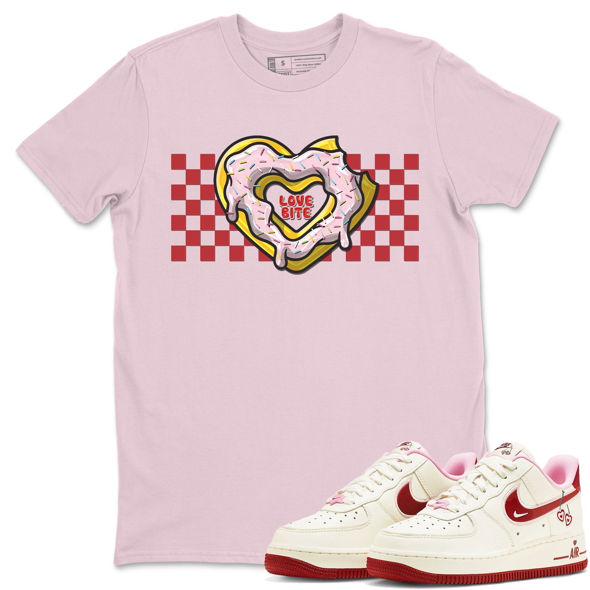 Air Force 1 Valentines Day Sneaker Match Tees Love Bite Sneaker Tees Air Force 1 Valentines Day Jordan to match sneaker T-Shirt Crew Neck Shirts