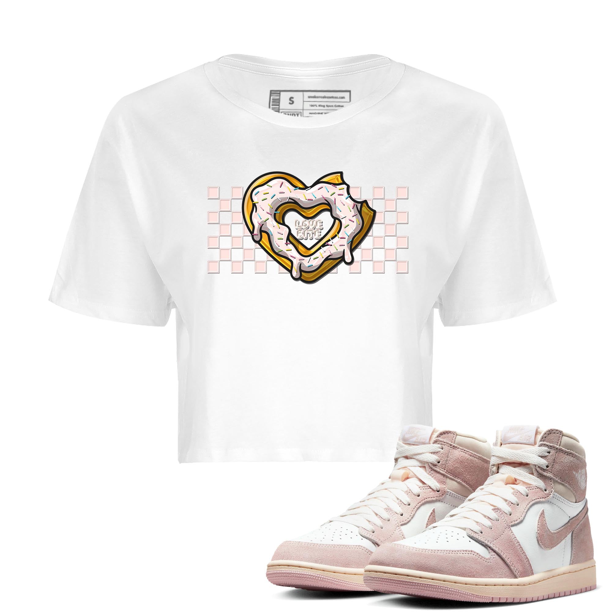 Air Jordan 1 Washed Pink Love Bite WMNS Cotton Sneaker Hoodie Air Jordan 1 Washed Pink Sneaker Crop Hoodie Size Chart