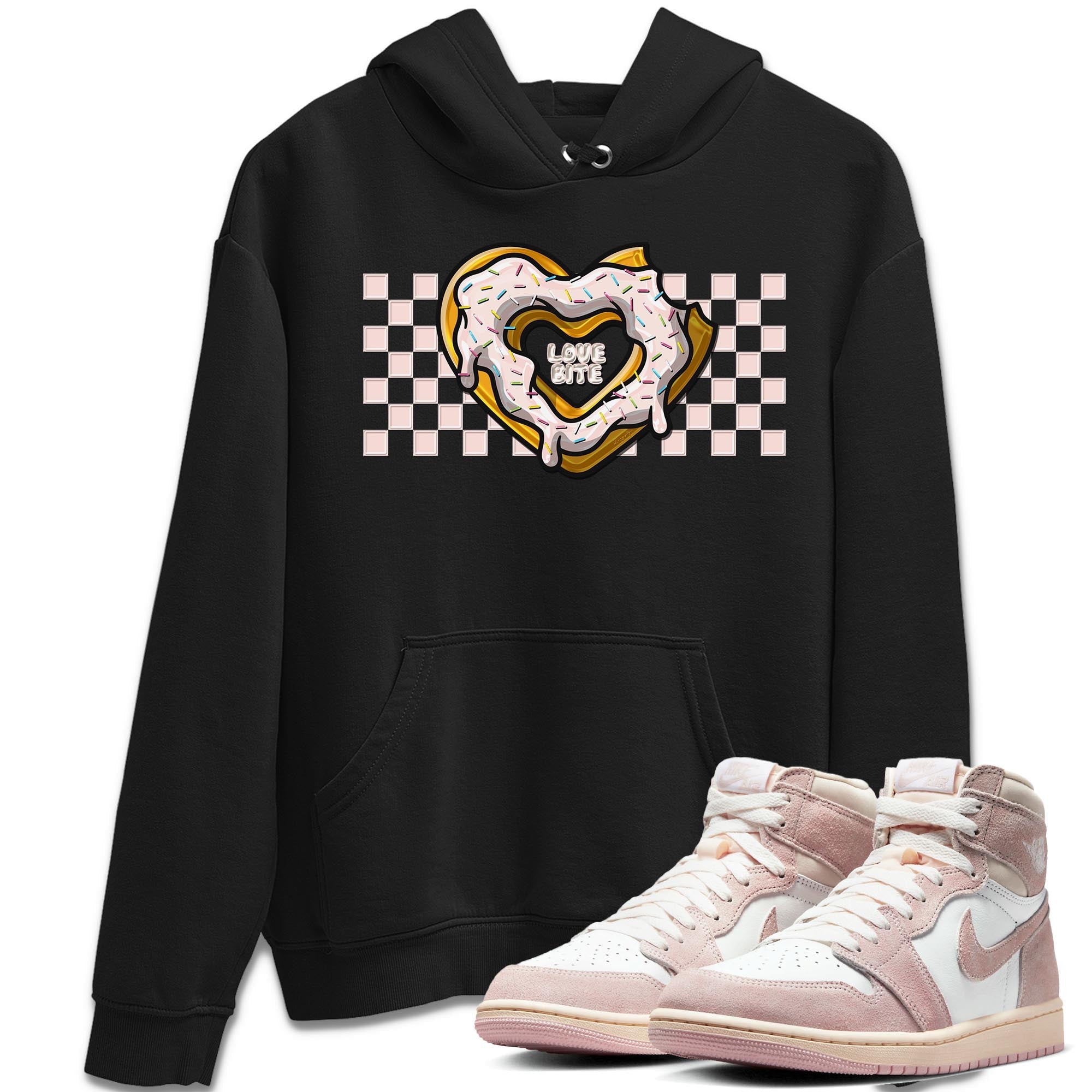 Air Jordan 1 Washed Pink Sneaker Match Tees Love Bite Streetwear Sneaker Shirt AJ1 Washed Pink Sneaker Release Tees Unisex Shirts Black 1
