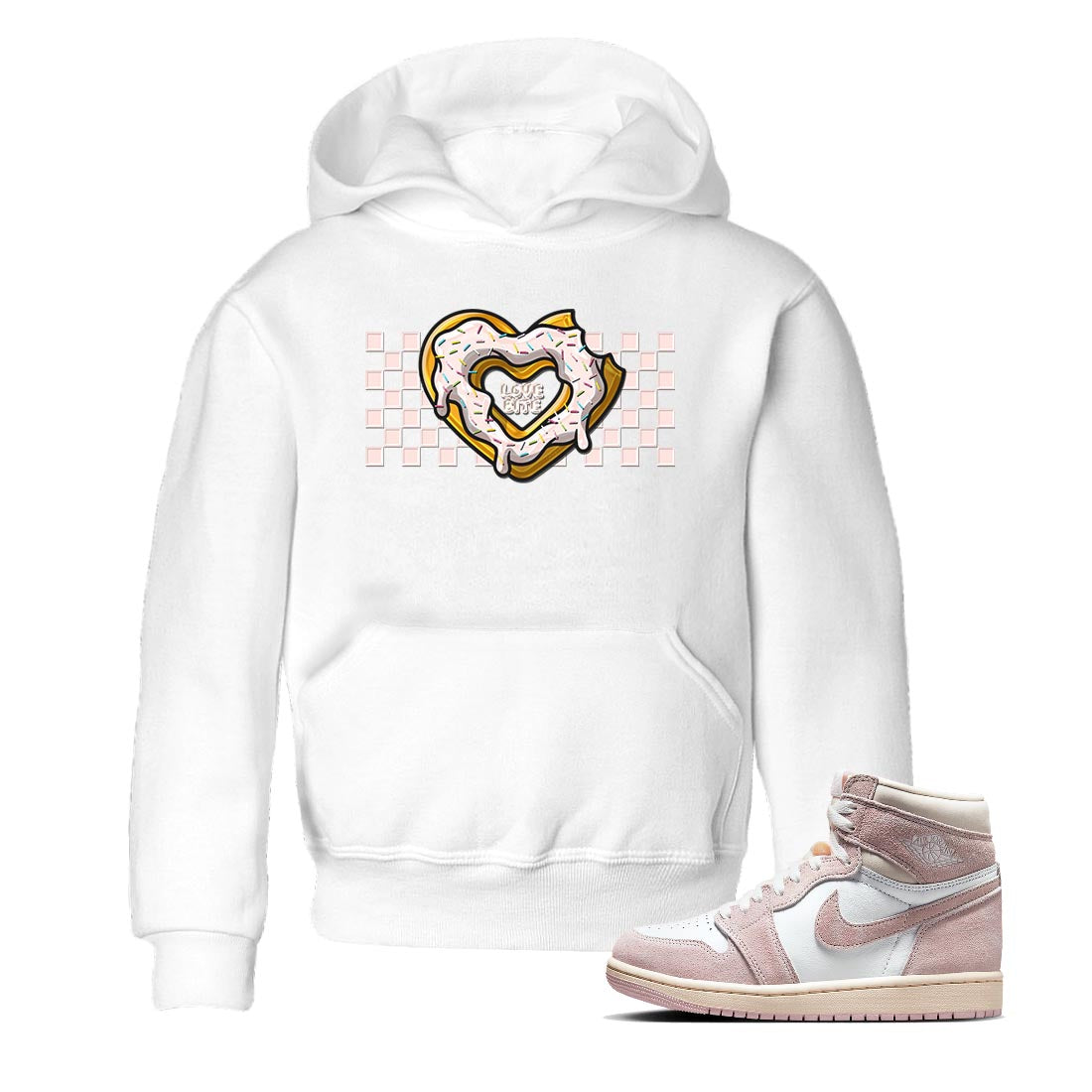 Air Jordan 1 Washed Pink Sneaker Match Tees Love Bite Streetwear Sneaker Shirt AJ1 Washed Pink Sneaker Release Tees Kids Shirts White 1