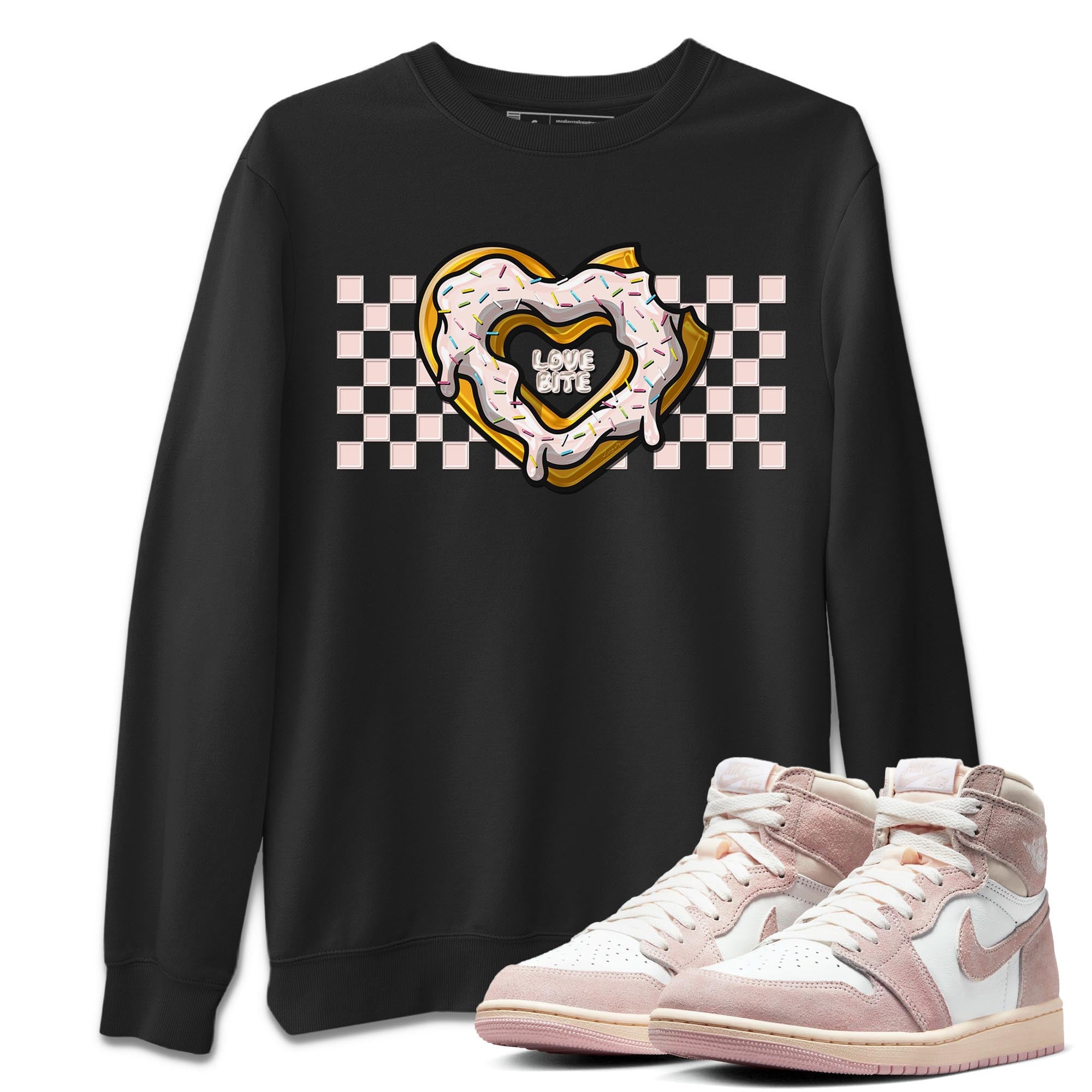 Air Jordan 1 Washed Pink Love Bite Crew Neck Streetwear Sneaker Shirt AJ1 Washed Pink Sneaker T-Shirts Size Chart