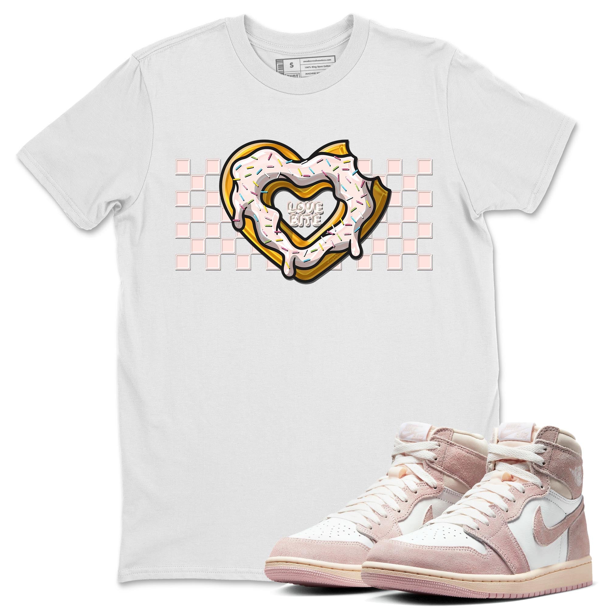 Air Jordan 1 Washed Pink Sneaker Match Tees Love Bite Streetwear Sneaker Shirt AJ1 Washed Pink Sneaker Release Tees Unisex Shirts White 1