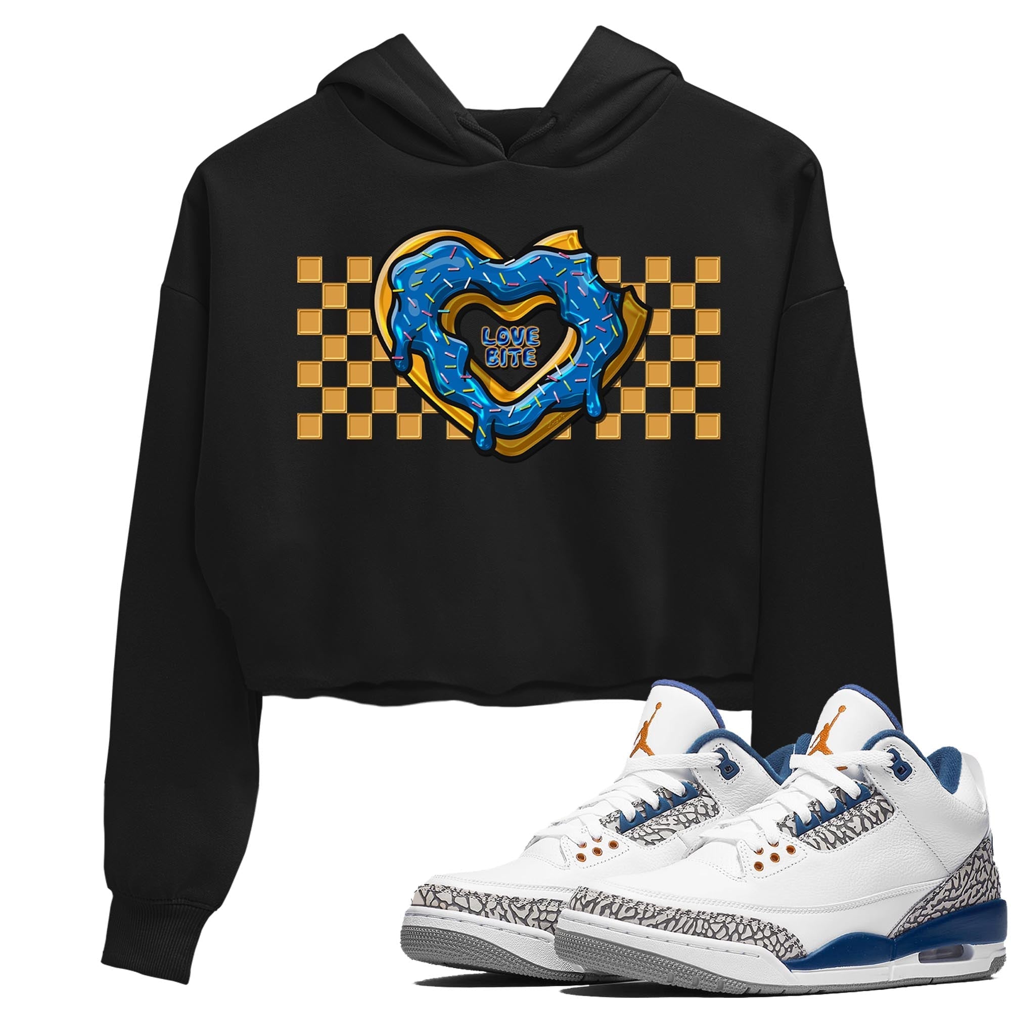 Air Jordan 3 Wizards Sneaker Match Tees Love Bite Streetwear Sneaker Shirt Air Jordan 3 Wizards Sneaker Release Tees Women's Shirts Black 1