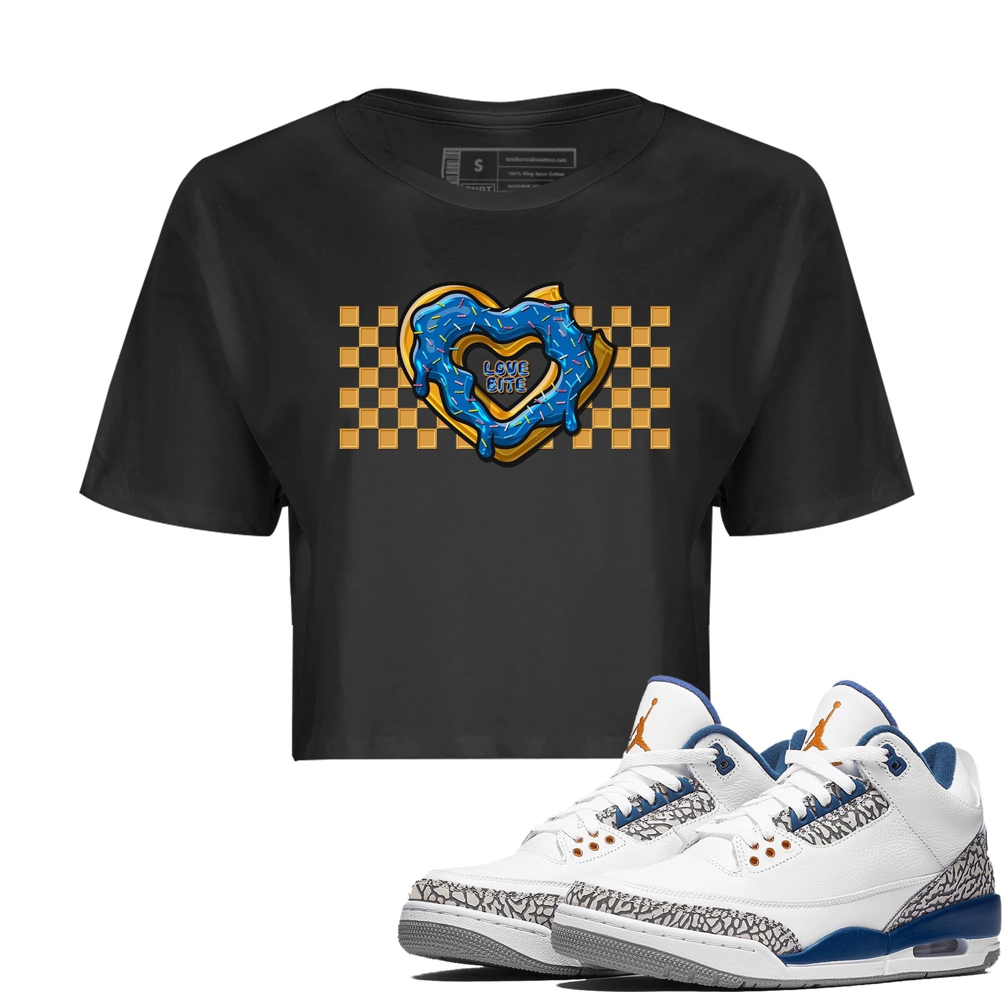 Air Jordan 3 Wizards Sneaker Match Tees Love Bite Streetwear Sneaker Shirt Air Jordan 3 Wizards Sneaker Release Tees Women's Shirts Black 1