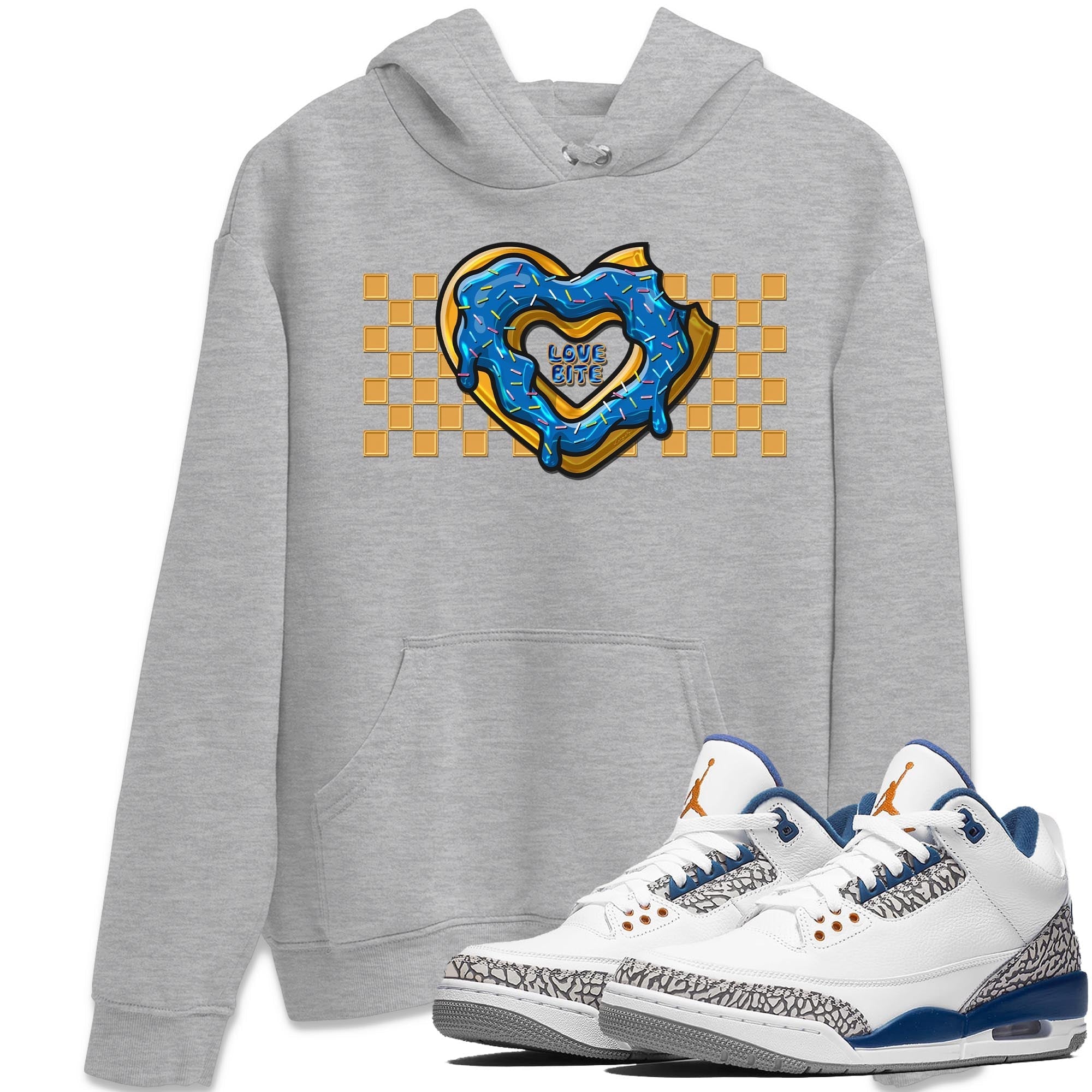 Air Jordan 3 Wizards Sneaker Match Tees Love Bite Streetwear Sneaker Shirt Air Jordan 3 Wizards Sneaker Release Tees Unisex Shirts Heather Grey 1