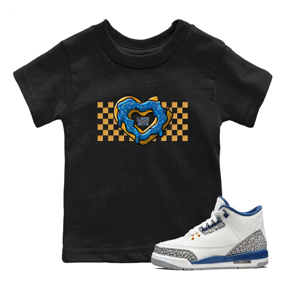 Air Jordan 3 Wizards Sneaker Match Tees Love Bite Streetwear Sneaker Shirt Air Jordan 3 Wizards Sneaker Release Tees Kids Shirts Black 1