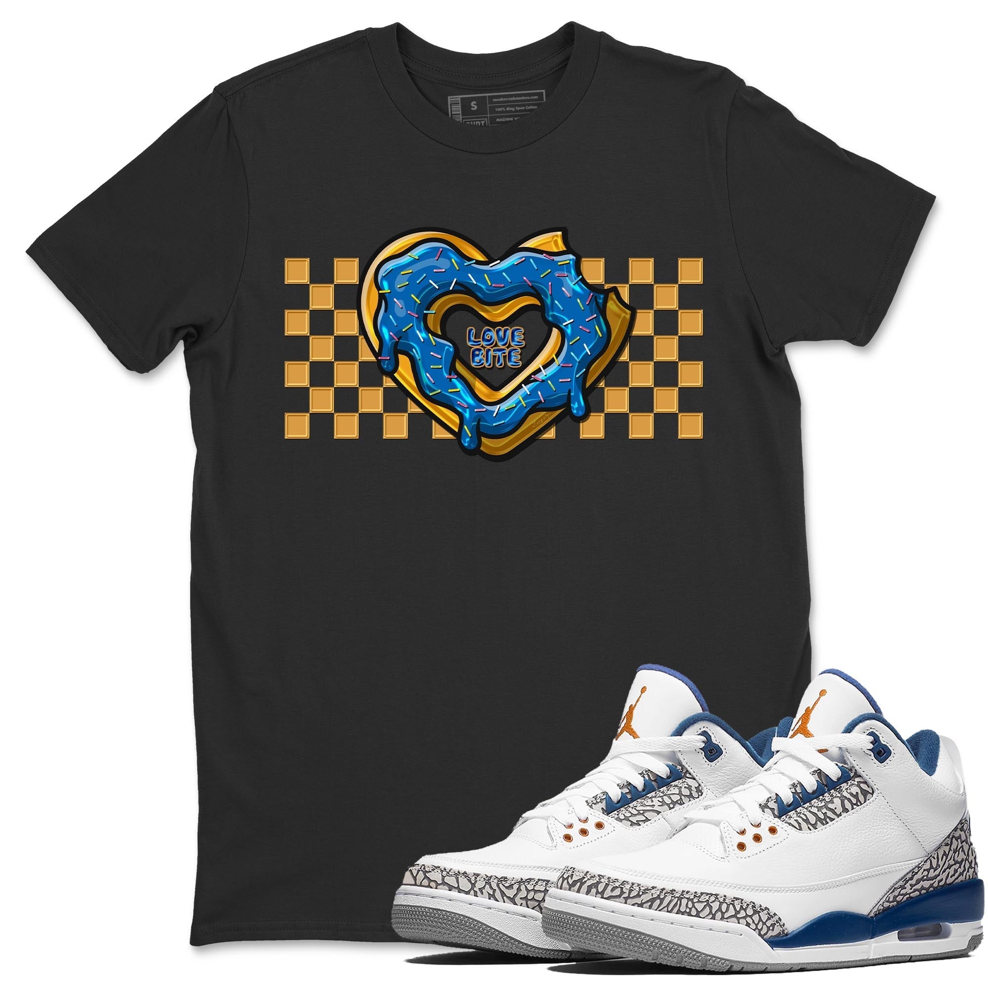 Air Jordan 3 Wizards Sneaker Match Tees Love Bite Streetwear Sneaker Shirt Air Jordan 3 Wizards Sneaker Release Tees Unisex Shirts Black 1