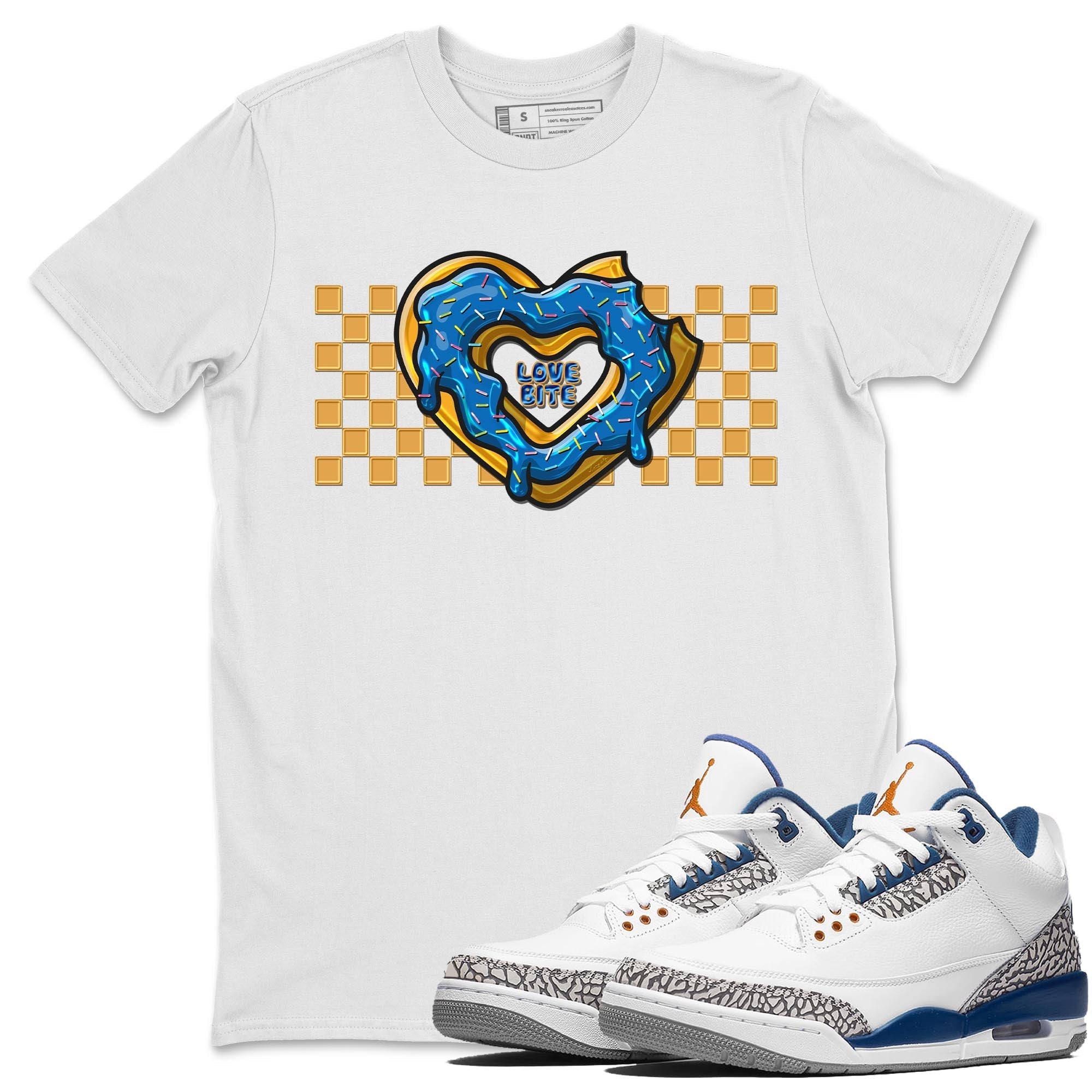 Air Jordan 3 Wizards Sneaker Match Tees Love Bite Streetwear Sneaker Shirt Air Jordan 3 Wizards Sneaker Release Tees Unisex Shirts White 1