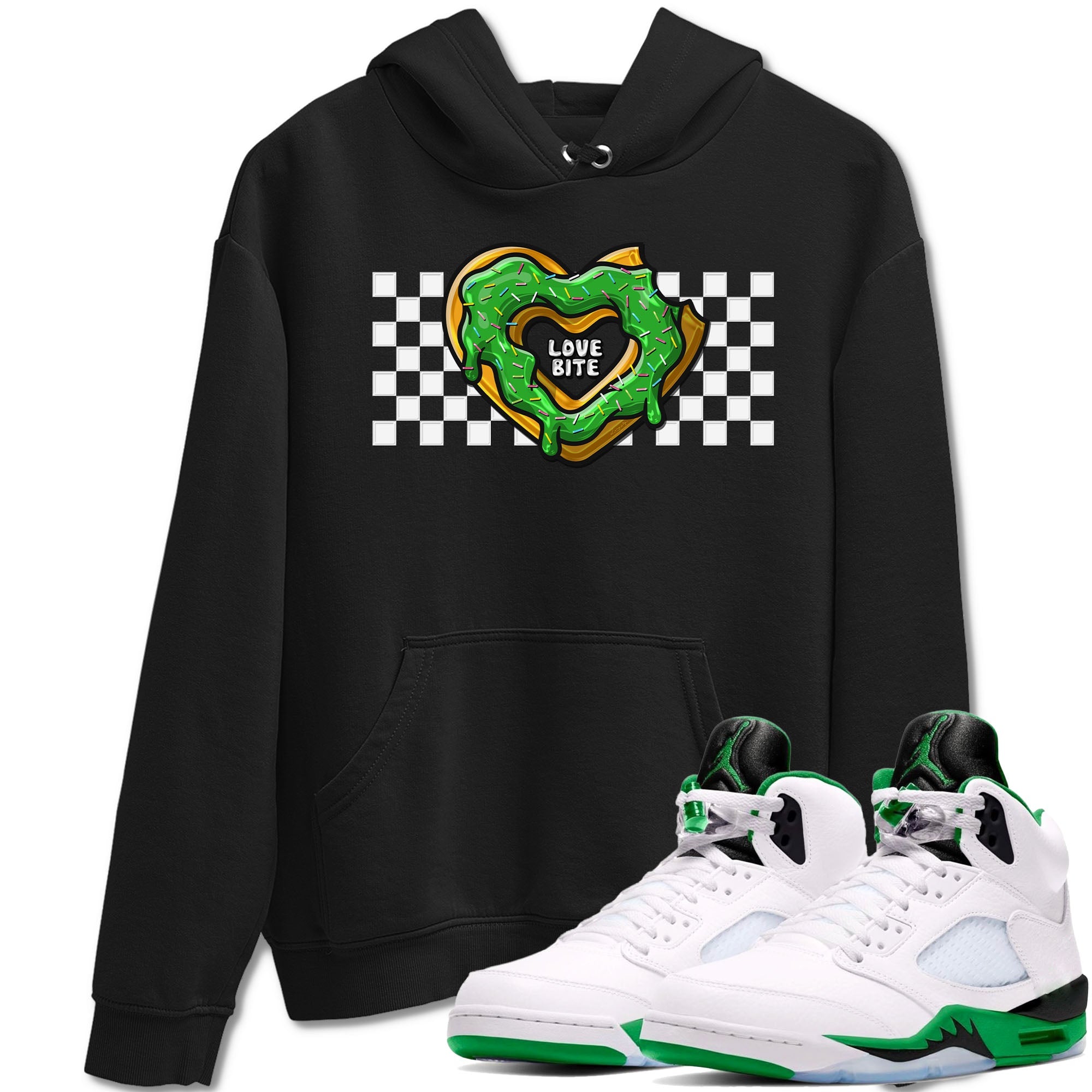 5s Lucky Green shirt to match jordans Love Bite sneaker tees Air Jordan 5 Lucky Green Drip Gear Zone unisex cotton Black 1 crew neck shirt