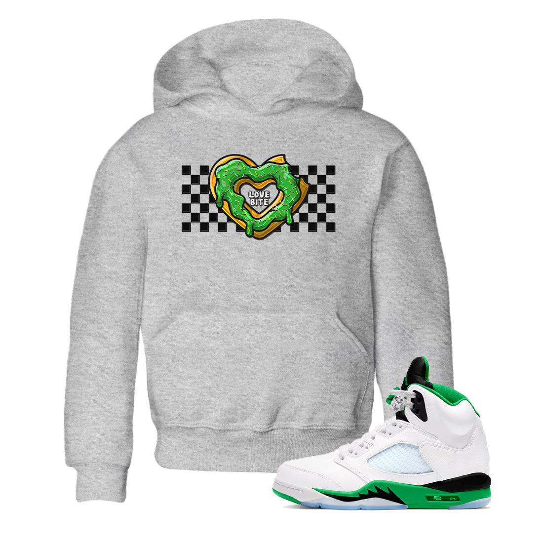 5s Lucky Green shirt to match jordans Love Bite sneaker tees Air Jordan 5 Lucky Green Drip Gear Zone baby toddler Heather Grey 1 cotton Shirt