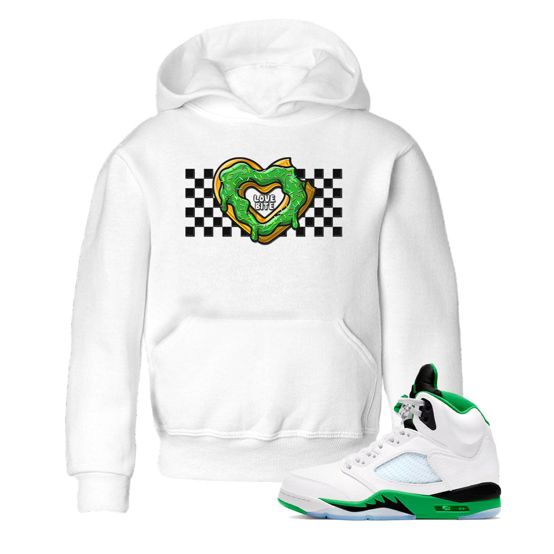 5s Lucky Green shirt to match jordans Love Bite sneaker tees Air Jordan 5 Lucky Green Drip Gear Zone baby toddler White 1 cotton Shirt