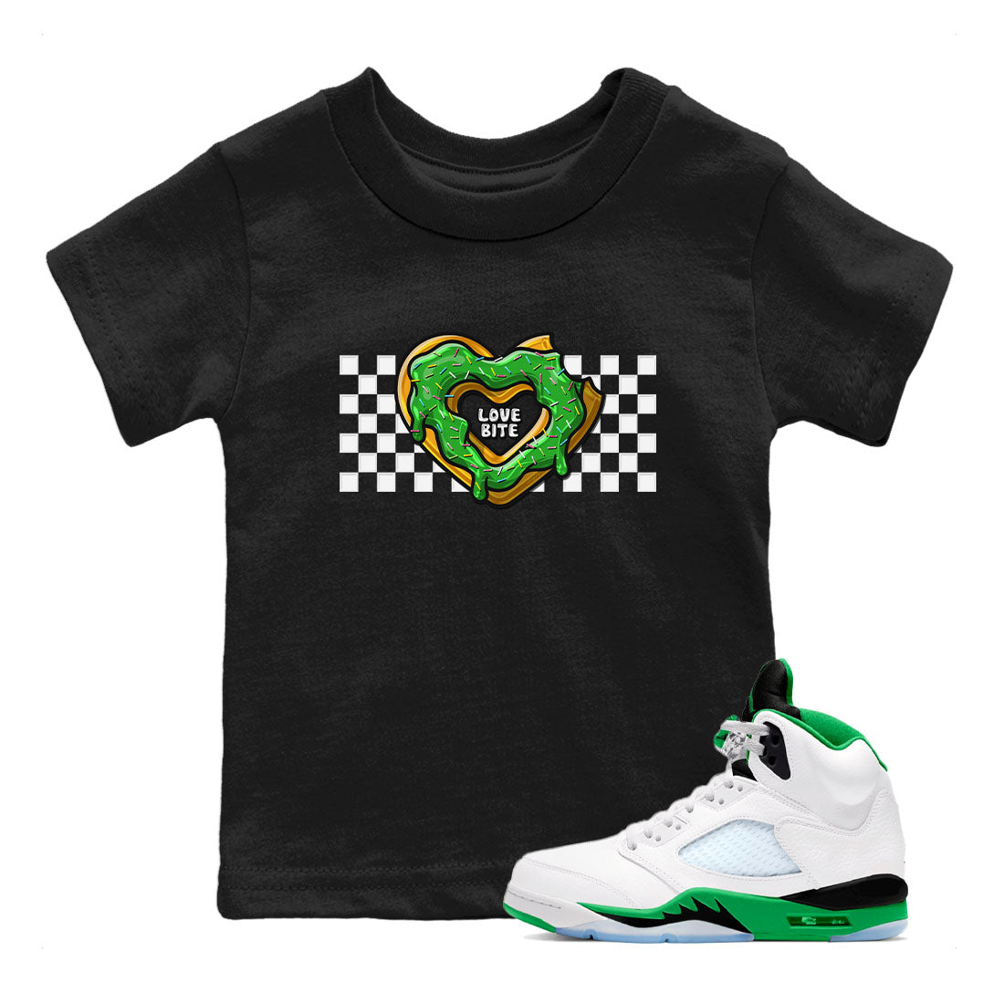 5s Lucky Green shirt to match jordans Love Bite sneaker tees Air Jordan 5 Lucky Green Drip Gear Zone baby toddler Black 1 cotton Shirt