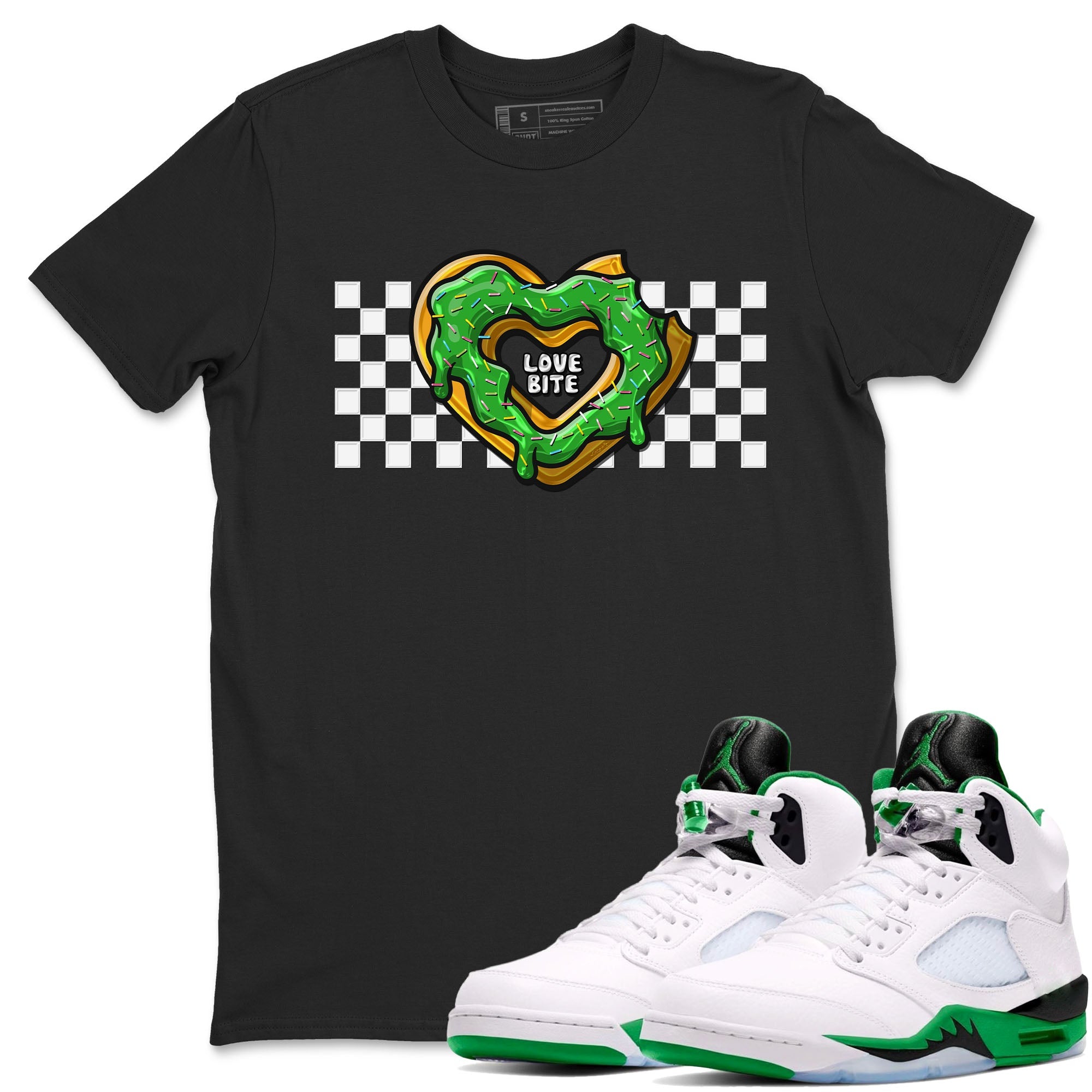 5s Lucky Green shirt to match jordans Love Bite sneaker tees Air Jordan 5 Lucky Green Drip Gear Zone unisex cotton Black 1 crew neck shirt