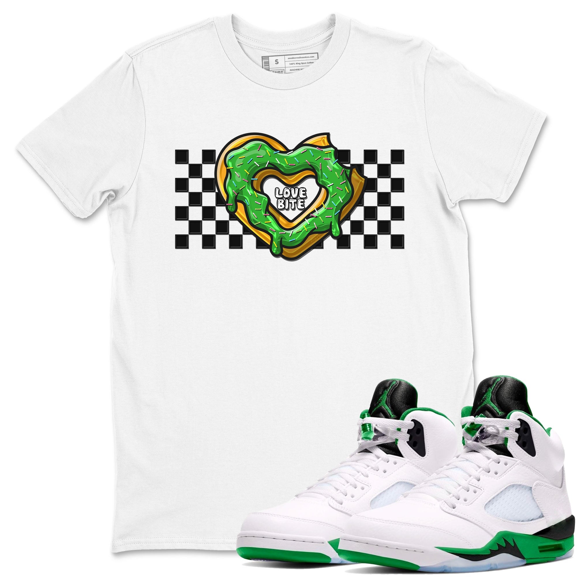 5s Lucky Green shirt to match jordans Love Bite sneaker tees Air Jordan 5 Lucky Green Drip Gear Zone unisex cotton White 1 crew neck shirt