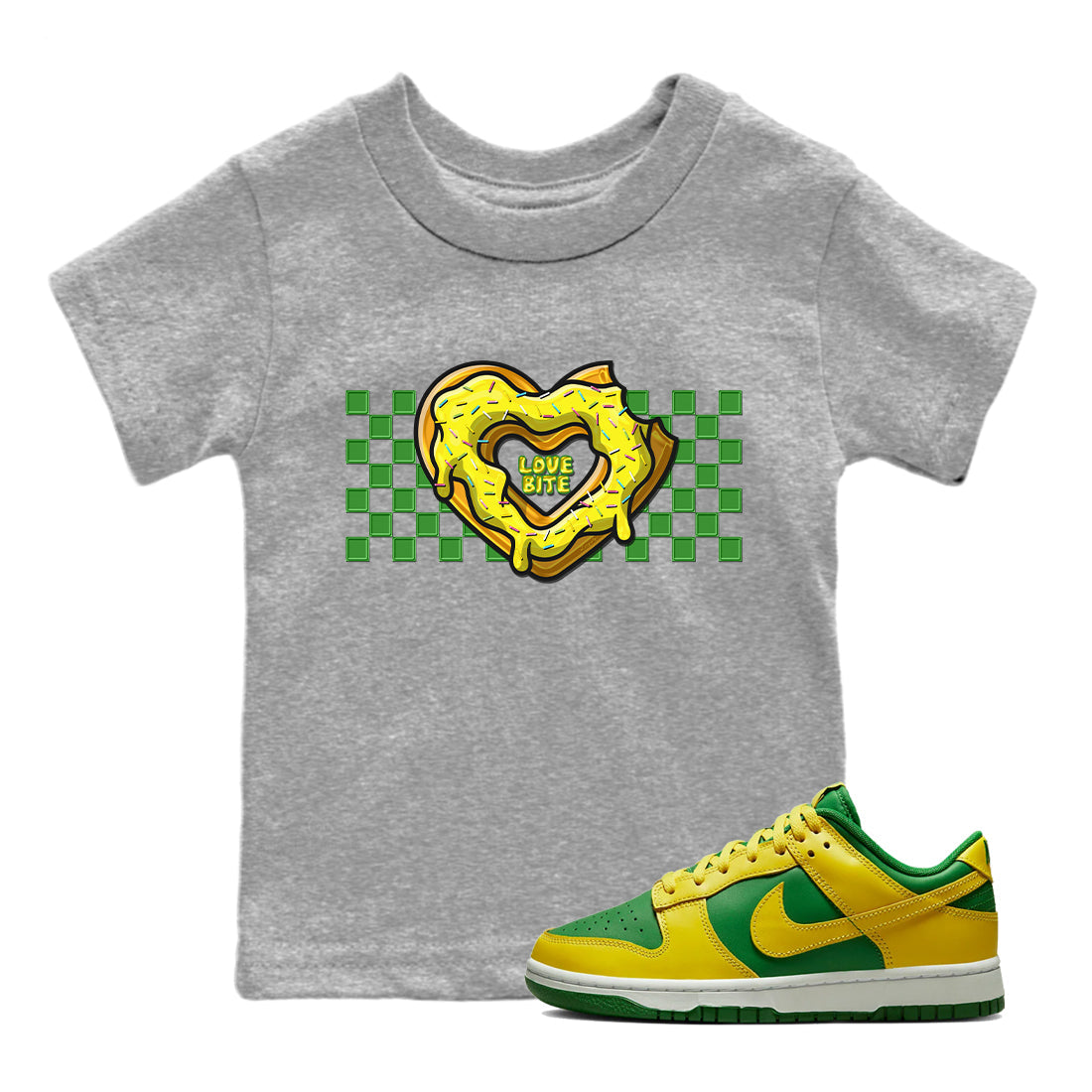 Dunk Reverse Brazil Sneaker Match Tees Love Bite Sneaker Tees Dunk Reverse Brazil Jordan to match sneaker T-Shirt Kids Shirts