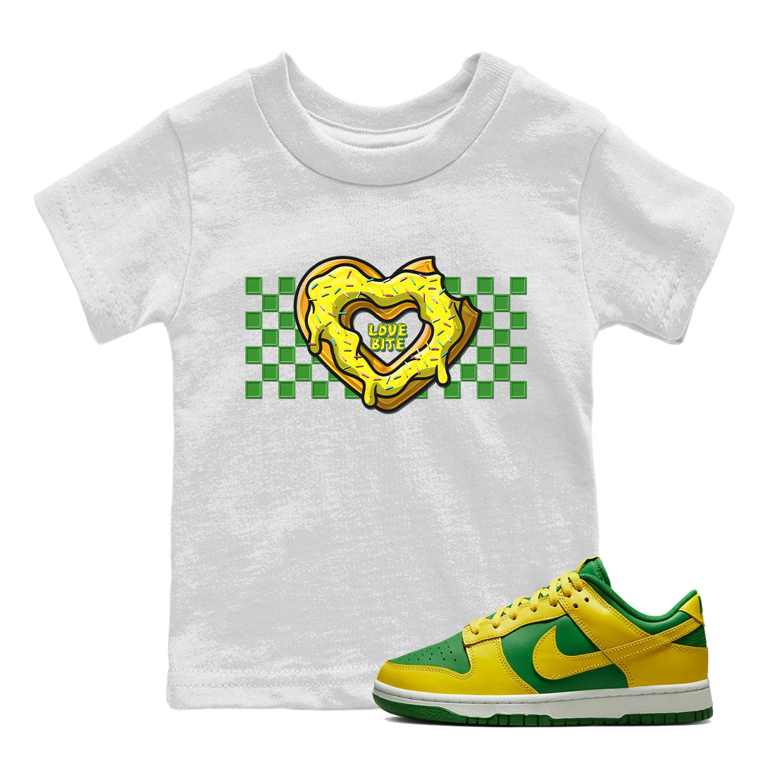 Dunk Reverse Brazil Sneaker Match Tees Love Bite Sneaker Tees Dunk Reverse Brazil Jordan to match sneaker T-Shirt Kids Shirts