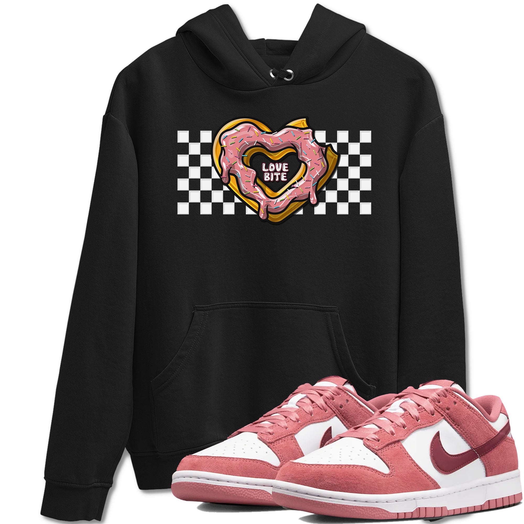 Dunk Valentine's Day shirt to match jordans Love Bite sneaker tees Dunks Valentine's Day Drip Gear Zone unisex cotton Black 1 crew neck shirt