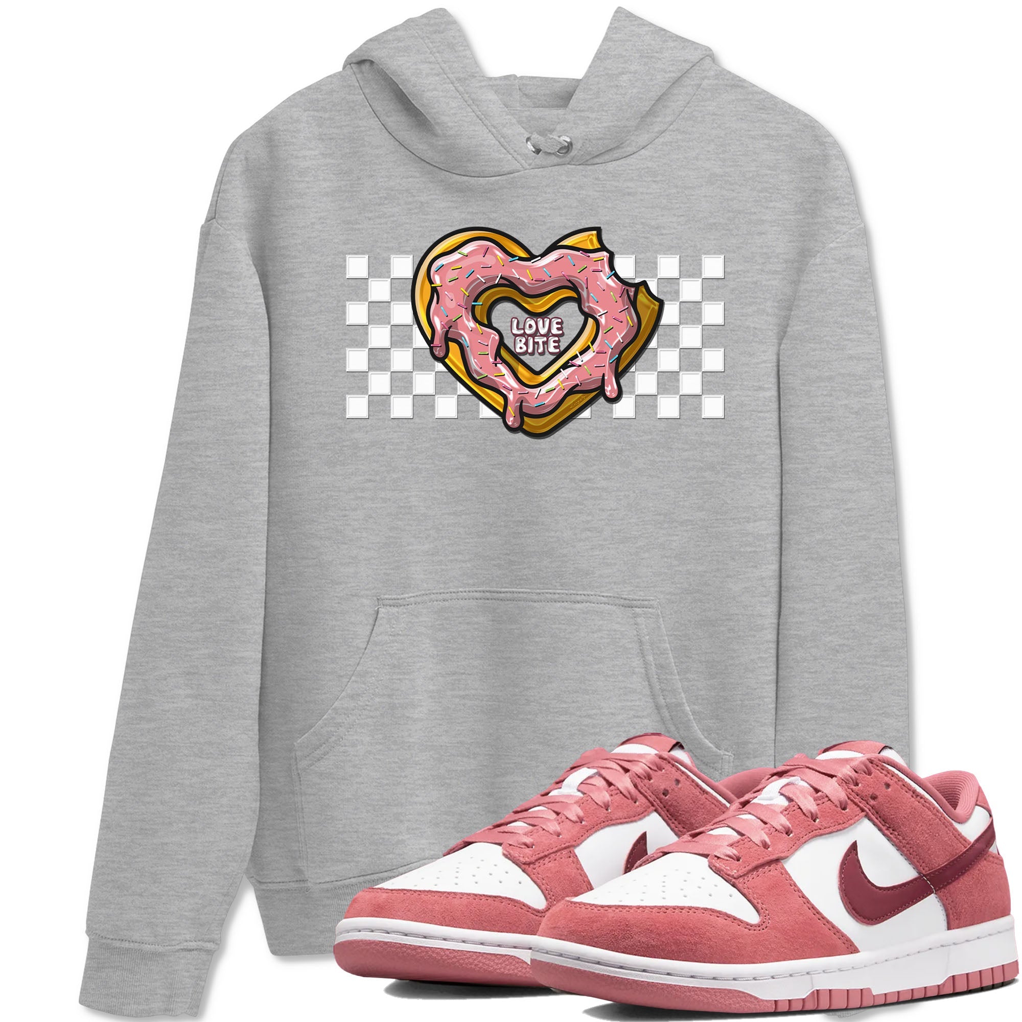 Dunk Valentine's Day shirt to match jordans Love Bite sneaker tees Dunks Valentine's Day Drip Gear Zone unisex cotton Heather Grey 1 crew neck shirt