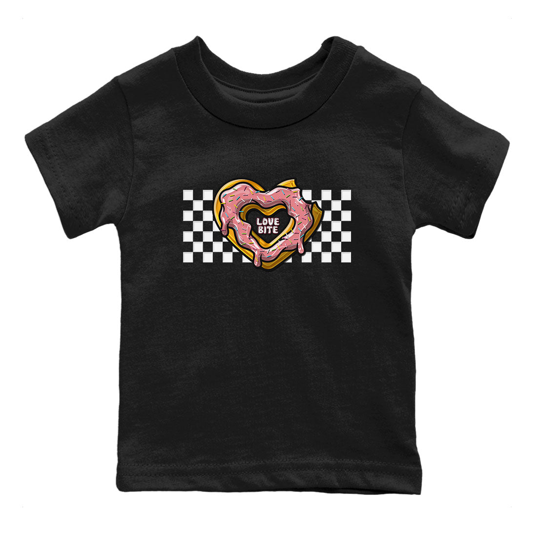 Dunk Valentine's Day shirt to match jordans Love Bite sneaker tees Dunks Valentine's Day Drip Gear Zone baby toddler Black 2 cotton Shirt