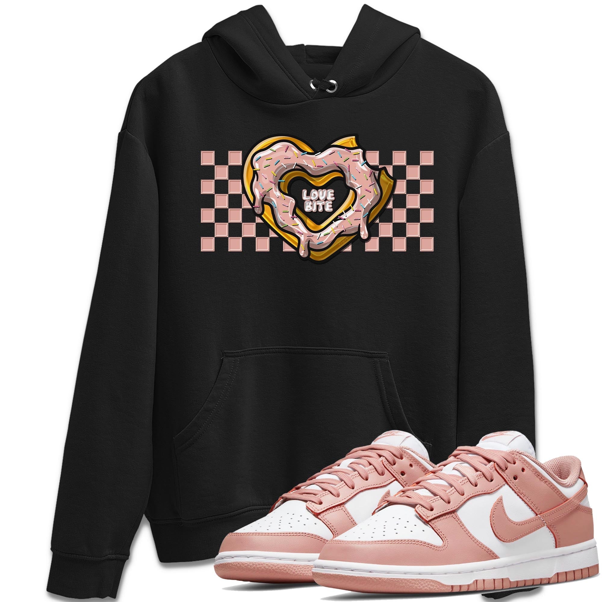 Nike Dunks Low Rose Whisper shirt to match jordans Love Bite Streetwear Sneaker Shirt Nike Dunk Rose Whisper Drip Gear Zone Sneaker Matching Clothing Unisex Black 1 T-Shirt