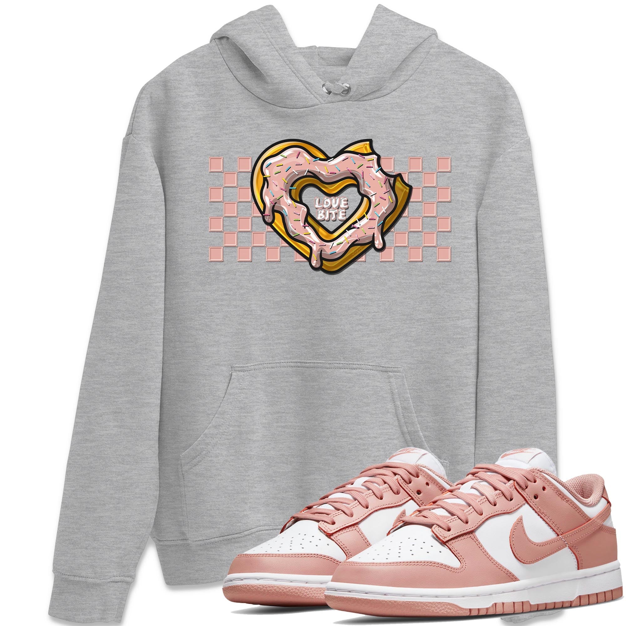 Nike Dunks Low Rose Whisper shirt to match jordans Love Bite Streetwear Sneaker Shirt Nike Dunk Rose Whisper Drip Gear Zone Sneaker Matching Clothing Unisex Heather Grey 1 T-Shirt