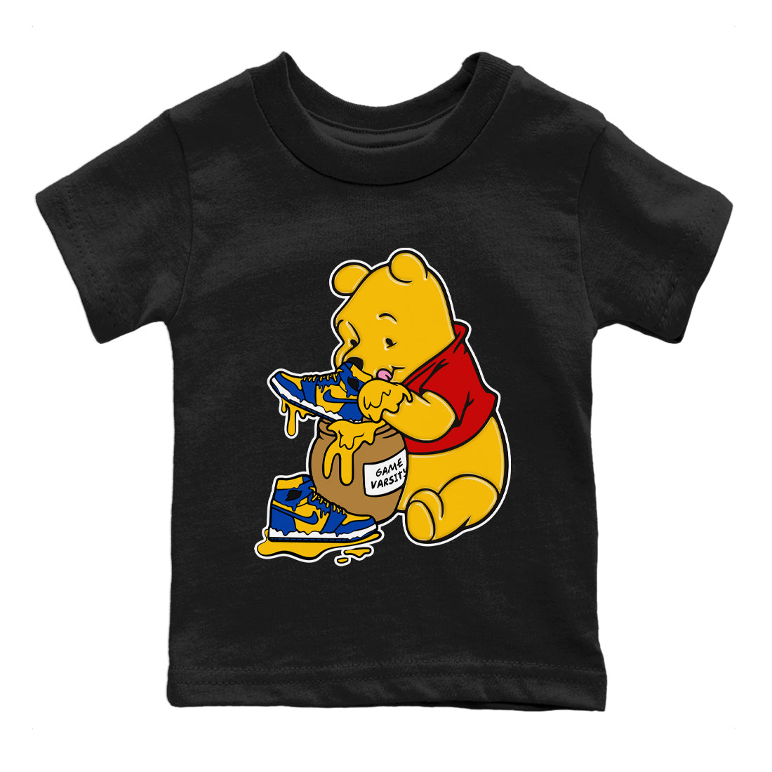 Jordan 1 Game Royal Varsity Maize Sneaker Match Tees Love Honey Sneaker Tees Jordan 1 Game Royal Varsity Maize Sneaker Release Tees Kids Shirts