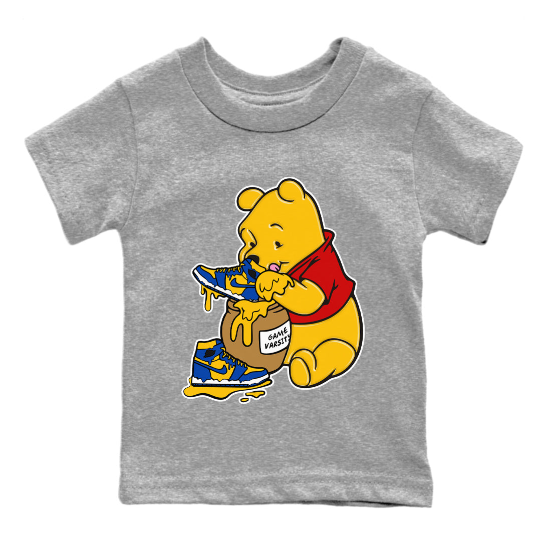 Jordan 1 Game Royal Varsity Maize Sneaker Match Tees Love Honey Sneaker Tees Jordan 1 Game Royal Varsity Maize Sneaker Release Tees Kids Shirts