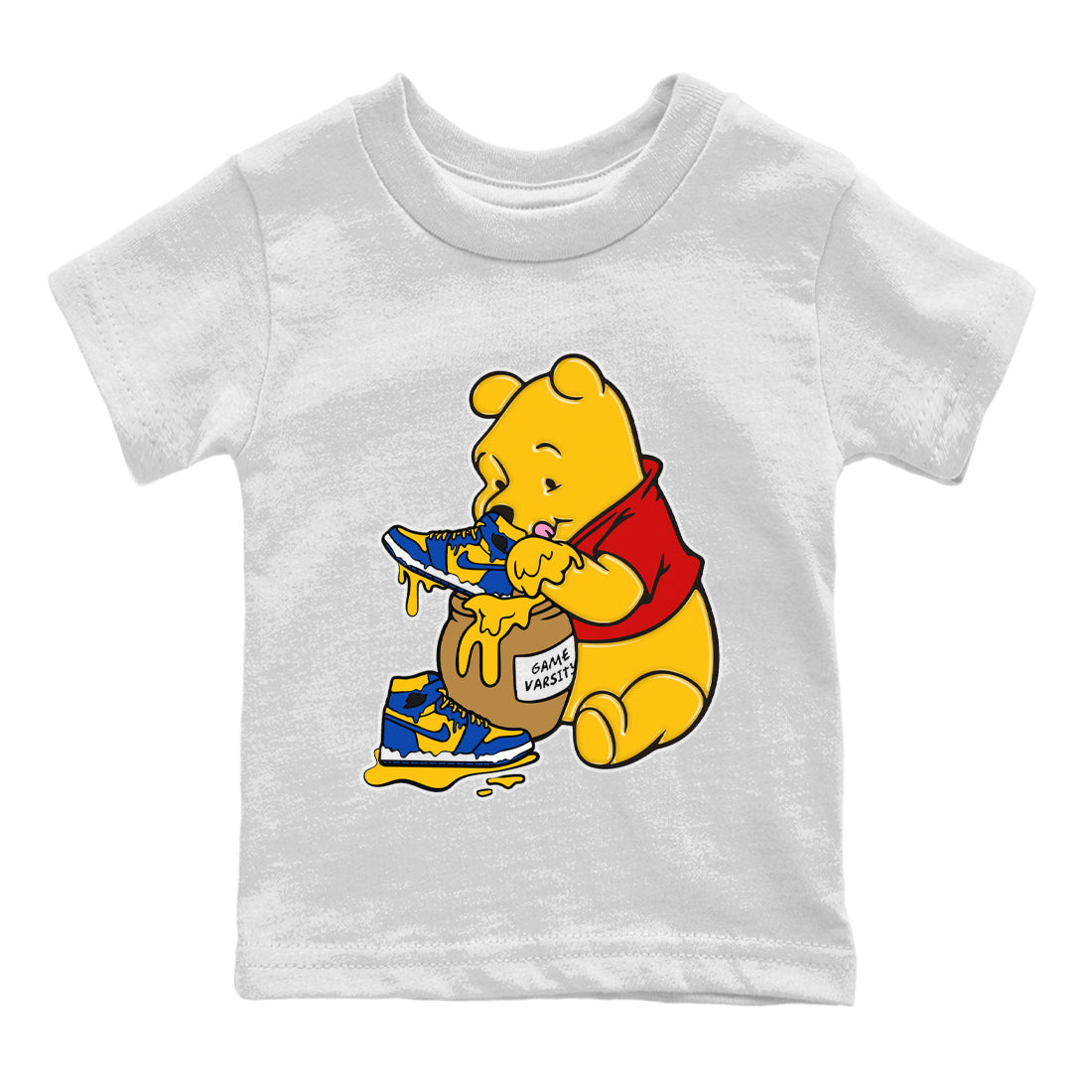 Jordan 1 Game Royal Varsity Maize Sneaker Match Tees Love Honey Sneaker Tees Jordan 1 Game Royal Varsity Maize Sneaker Release Tees Kids Shirts