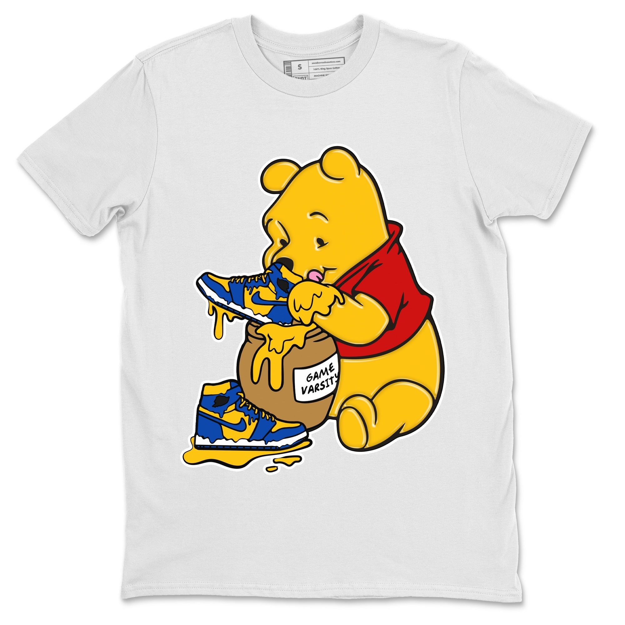 Jordan 1 Game Royal Varsity Maize Sneaker Match Tees Love Honey Sneaker Tees Jordan 1 Game Royal Varsity Maize Sneaker Release Tees Unisex Shirts