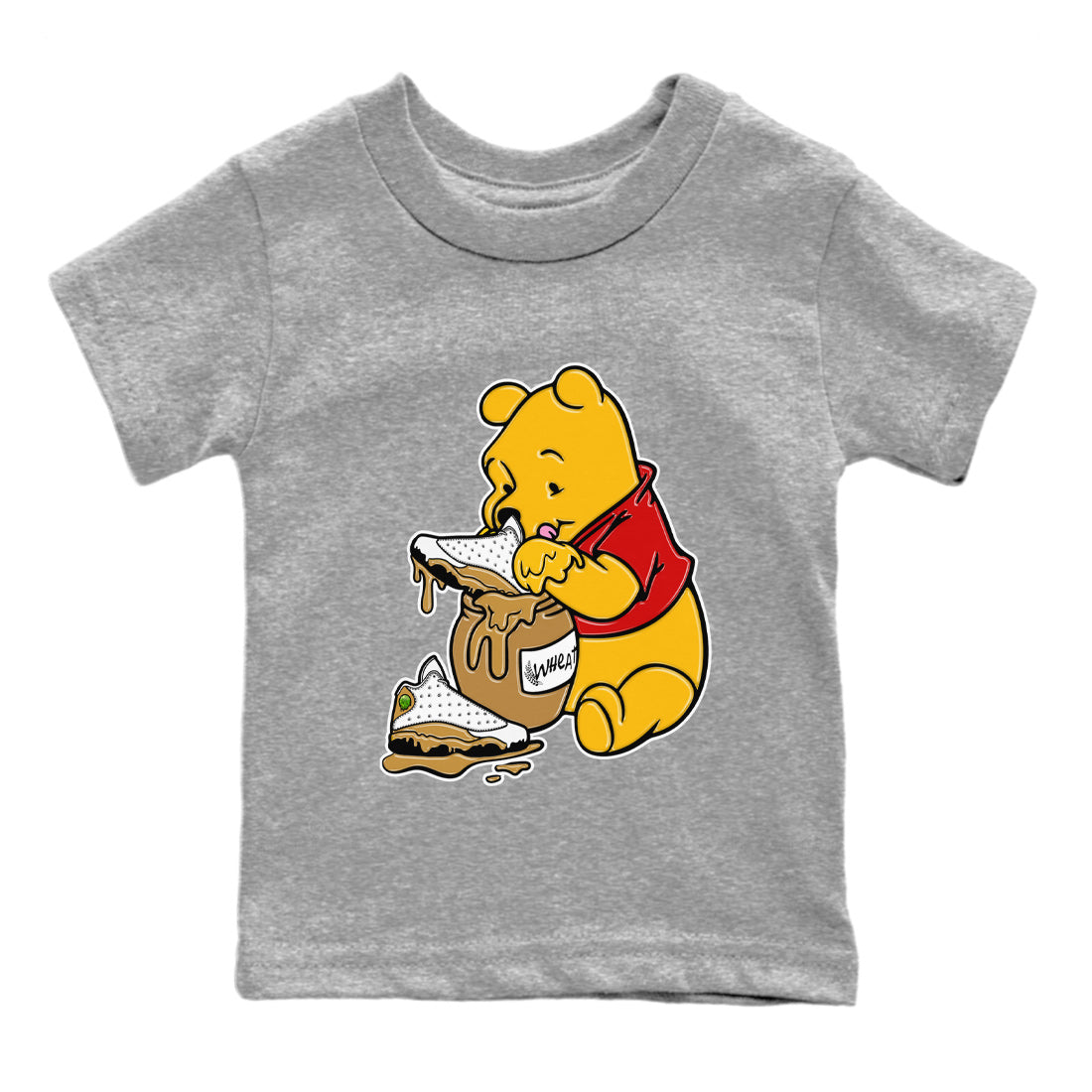 Jordan Retro 13 Wheat Sneaker Matching Tee Love Honey Streetwear Sneaker Shirt Air Jordan 13 Wheat Sneaker Release Tees Kids Shirts Heather Grey 2