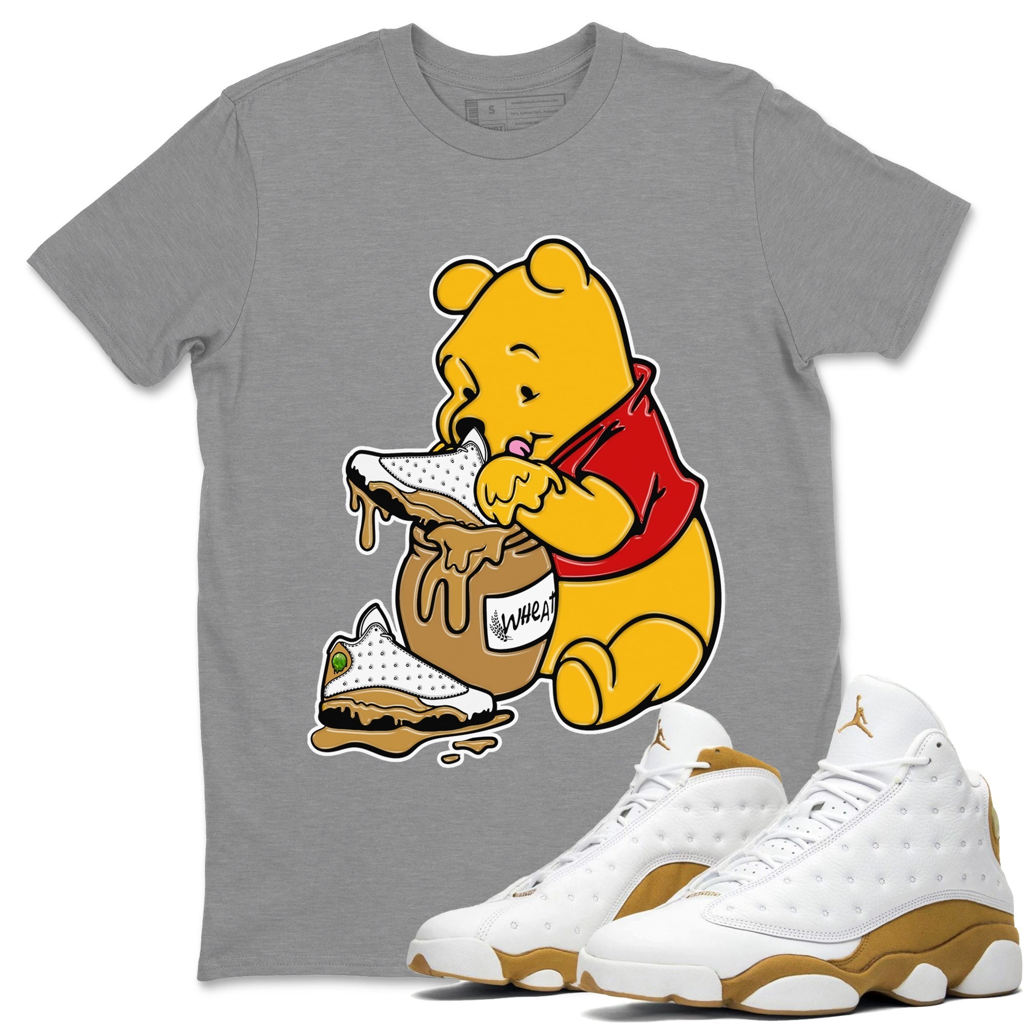 Jordan Retro 13 Wheat Sneaker Matching Tee Love Honey Streetwear Sneaker Shirt Air Jordan 13 Wheat Sneaker Release Tees Unisex Shirts Heather Grey 1