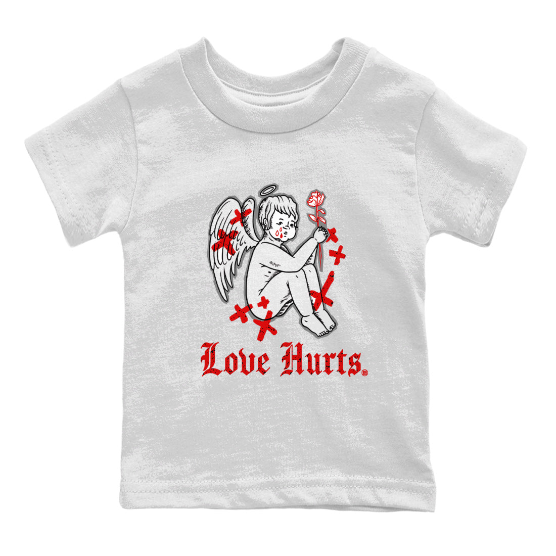 Air Jordan 4 Red Cement Sneaker Match Tees Love Hurts Streetwear Sneaker Shirt Jordan 4 Red Retro Cement Sneaker Release Tees Kids Shirts White 2