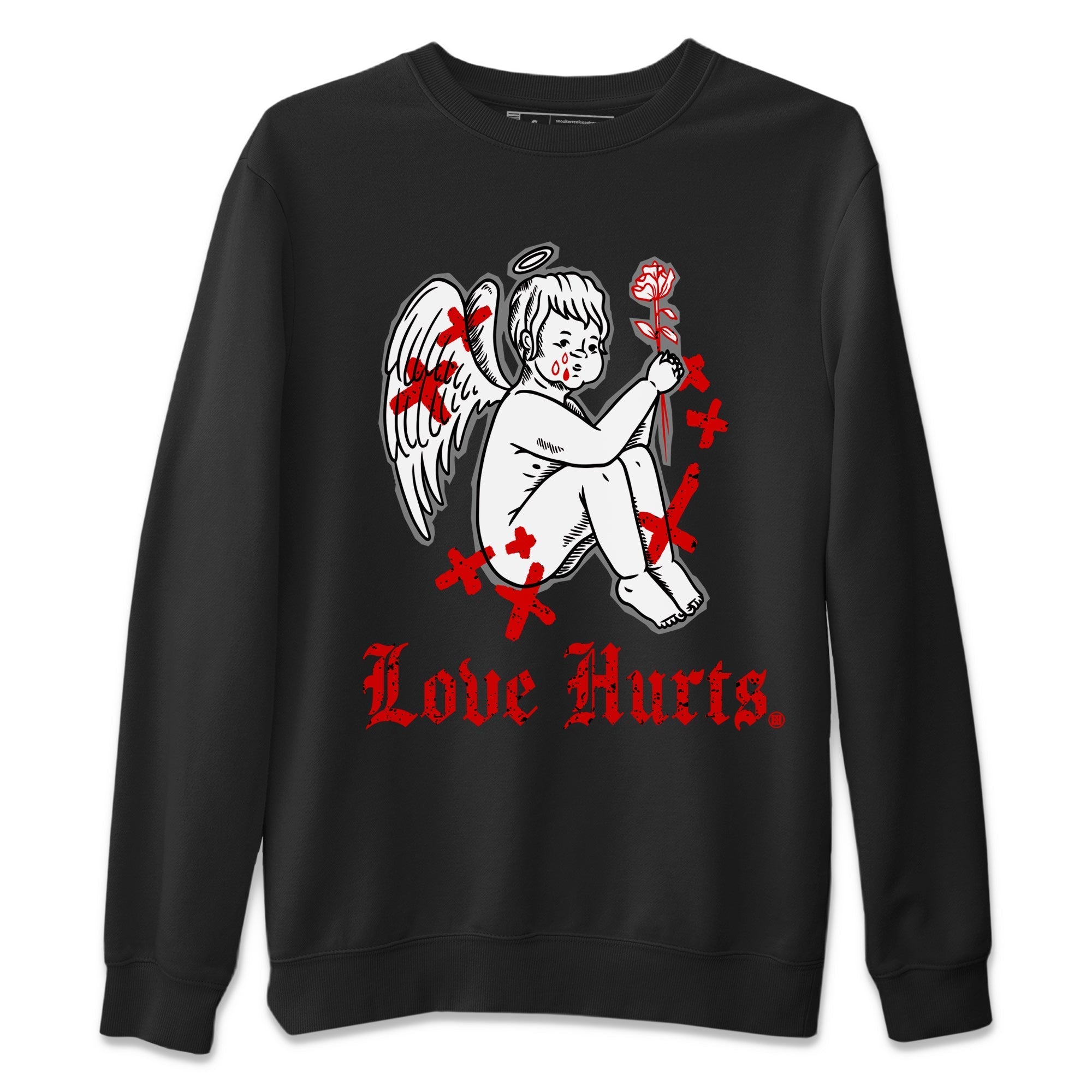 Air Jordan 4 Red Cement Sneaker Match Tees Love Hurts Streetwear Sneaker Shirt Jordan 4 Red Retro Cement Sneaker Release Tees Unisex Shirts Black 2