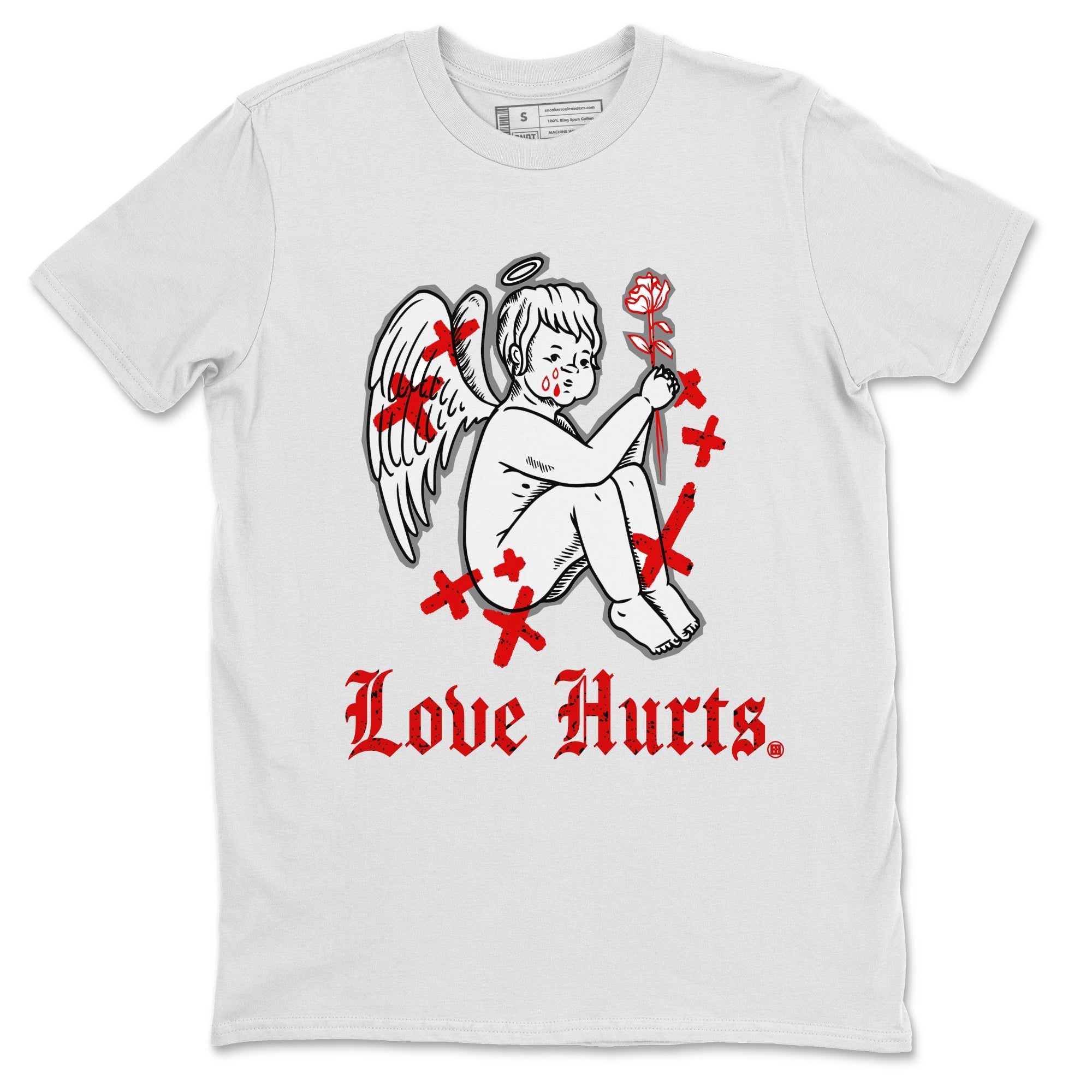 Air Jordan 4 Red Cement Sneaker Match Tees Love Hurts Streetwear Sneaker Shirt Jordan 4 Red Retro Cement Sneaker Release Tees Unisex Shirts White 2