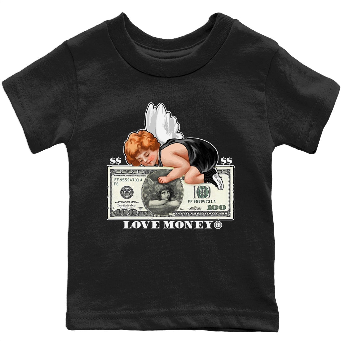 Jordan 12 Playoffs Sneaker Matching T-Shirt Love Money Sneaker Tees Jordan 12 Playoffs Sneaker Release Tees Kids Shirts