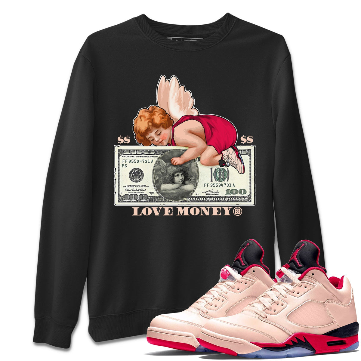 Jordan 5 Girls That Hoop Sneaker Matching T-Shirt Love Money Sneaker Tees Jordan 5 Girls That Hoop Sneaker Release Tees Crew Neck Tees