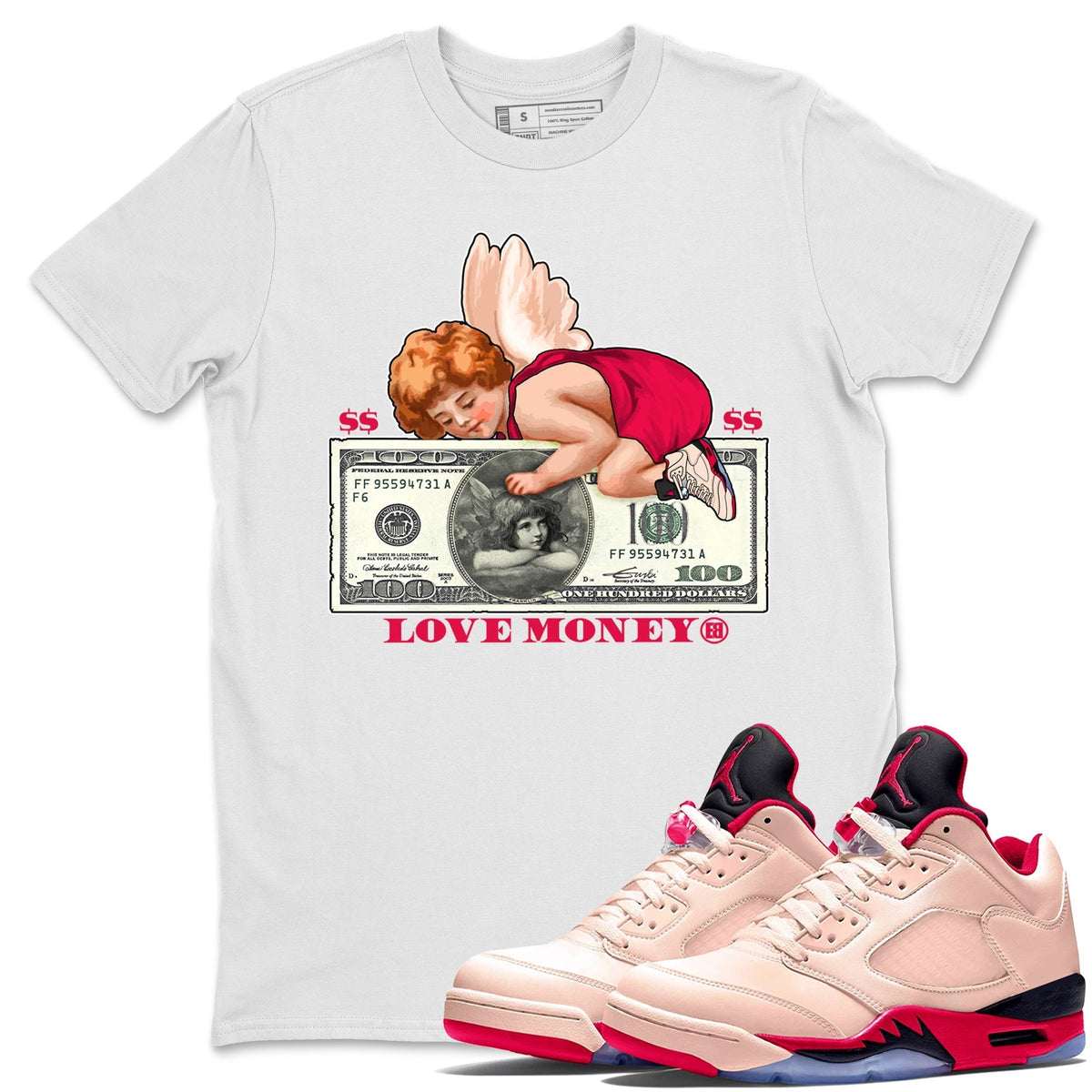 Jordan 5 Girls That Hoop Sneaker Matching T-Shirt Love Money Sneaker Tees Jordan 5 Girls That Hoop Sneaker Release Tees Crew Neck Tees