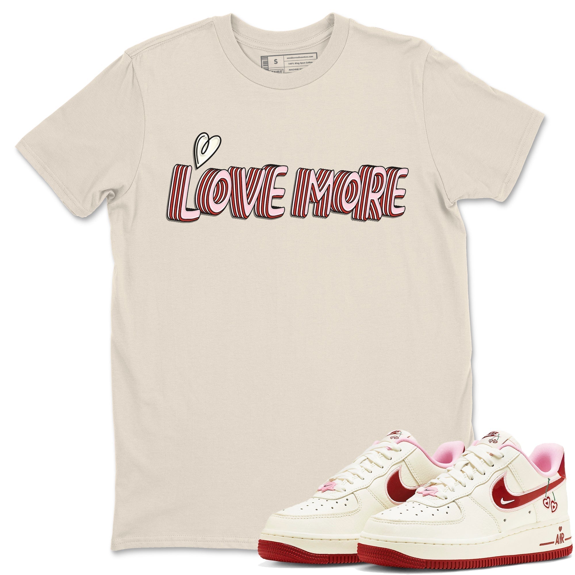 Air Force 1 Valentines Day Sneaker Match Tees Love More Sneaker Tees Air Force 1 Valentines Day Jordan to match sneaker T-Shirt Crew Neck Shirts