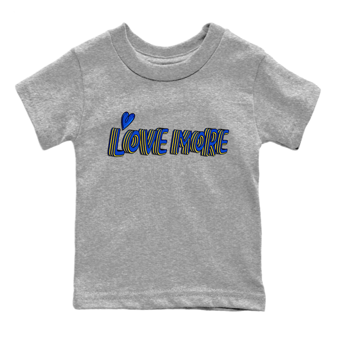 Jordan 1 Game Royal and Varsity Maize Sneaker Matching T-Shirt Love More Sneaker Tees Jordan 1 Game Royal and Varsity Maize Sneaker Release Tees Kids Shirts