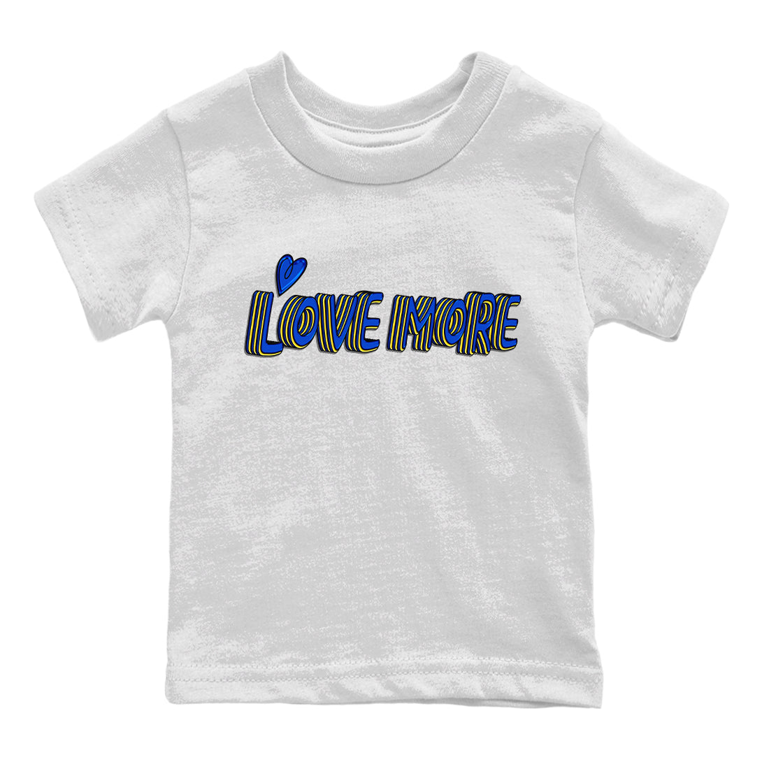 Jordan 1 Game Royal and Varsity Maize Sneaker Matching T-Shirt Love More Sneaker Tees Jordan 1 Game Royal and Varsity Maize Sneaker Release Tees Kids Shirts