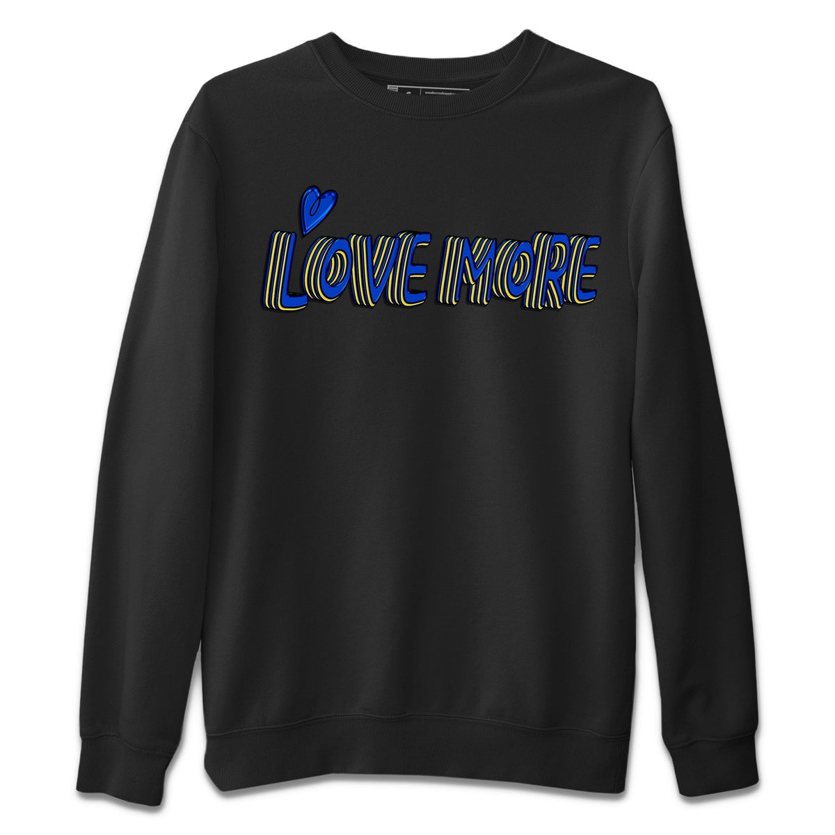 Jordan 1 Game Royal and Varsity Maize Sneaker Matching T-Shirt Love More Sneaker Tees Jordan 1 Game Royal and Varsity Maize Sneaker Release Tees Crew Neck Tees