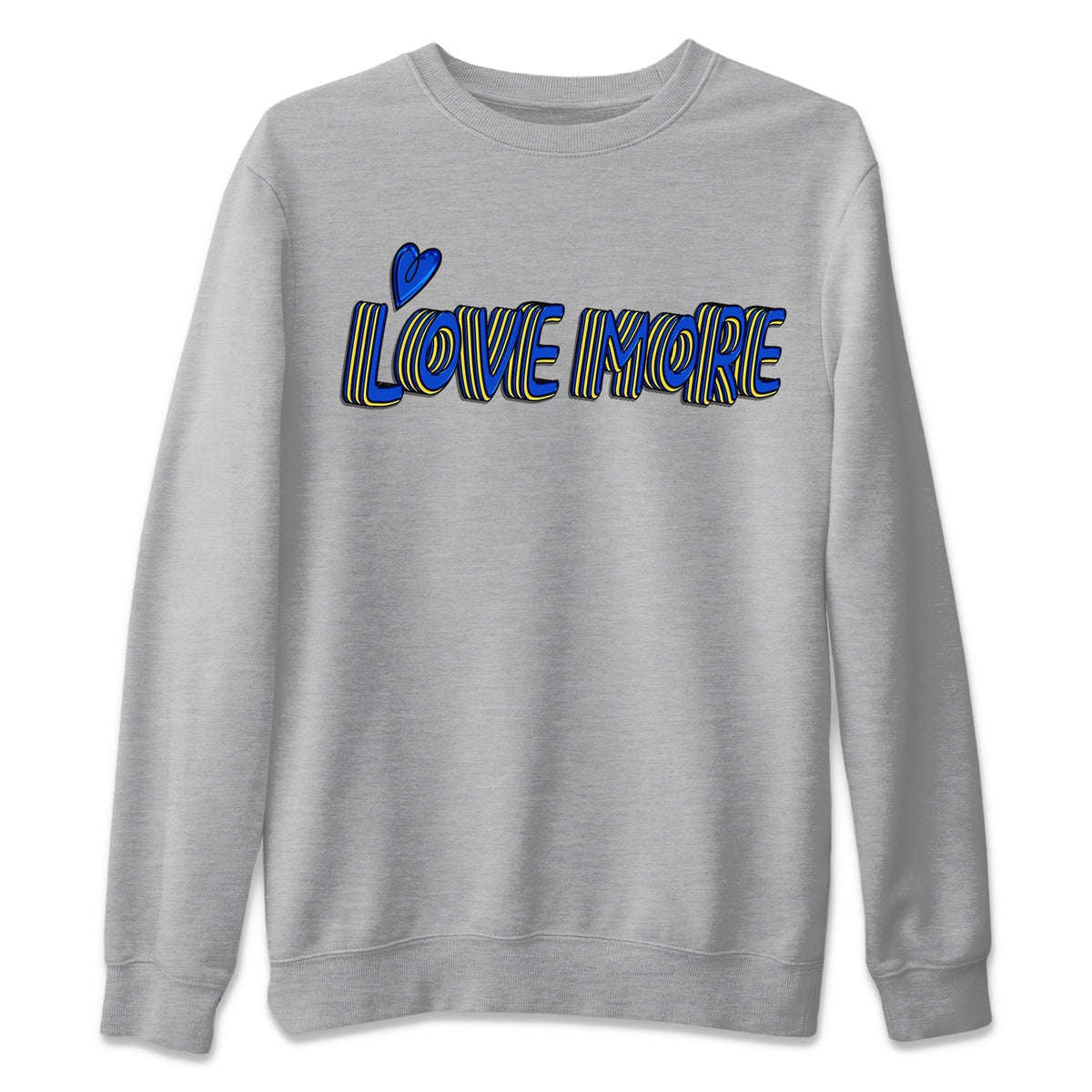 Jordan 1 Game Royal and Varsity Maize Sneaker Matching T-Shirt Love More Sneaker Tees Jordan 1 Game Royal and Varsity Maize Sneaker Release Tees Crew Neck Tees