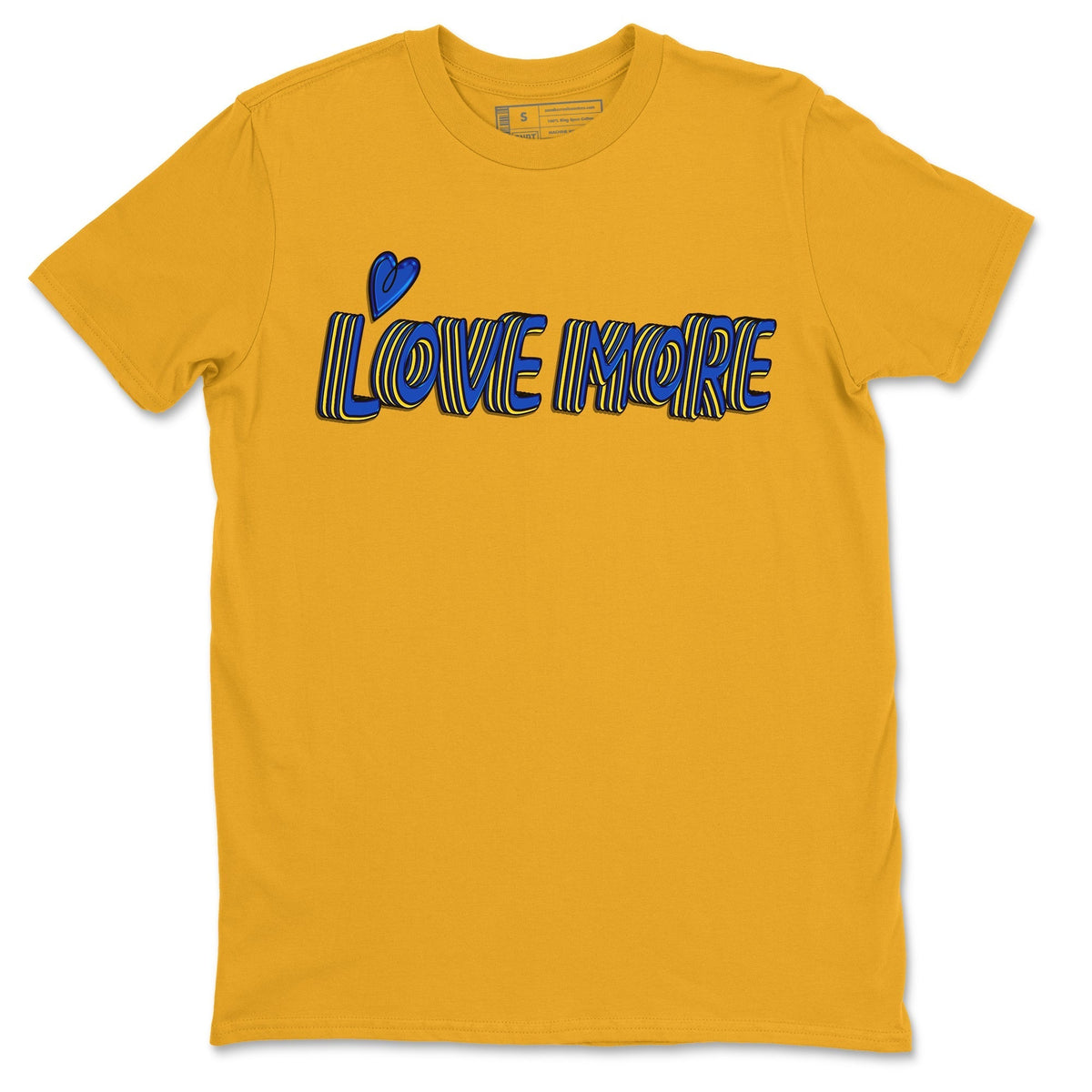 Jordan 1 Game Royal and Varsity Maize Sneaker Matching T-Shirt Love More Sneaker Tees Jordan 1 Game Royal and Varsity Maize Sneaker Release Tees Crew Neck Tees