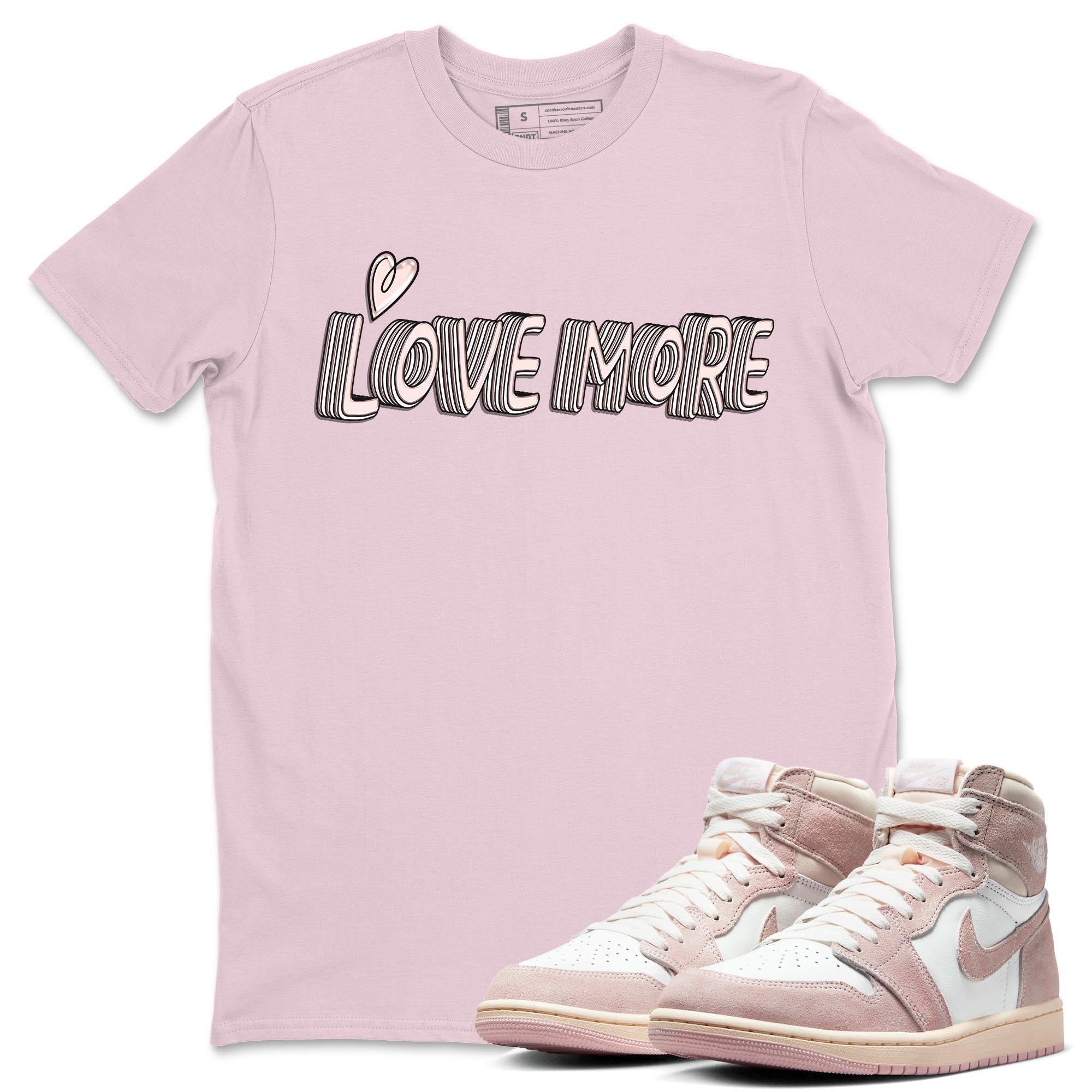 Air Jordan 1 Washed Pink Love More Crew Neck Streetwear Sneaker Shirt AJ1 Washed Pink Sneaker T-Shirts Size Chart