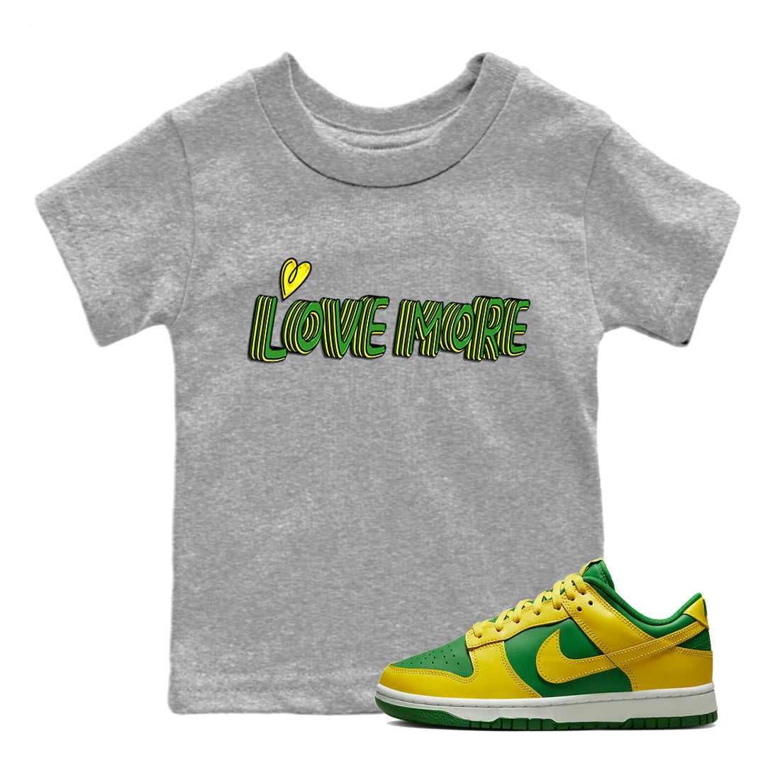Dunk Reverse Brazil Sneaker Match Tees Love More Sneaker Tees Dunk Reverse Brazil Jordan to match sneaker T-Shirt Kids Shirts