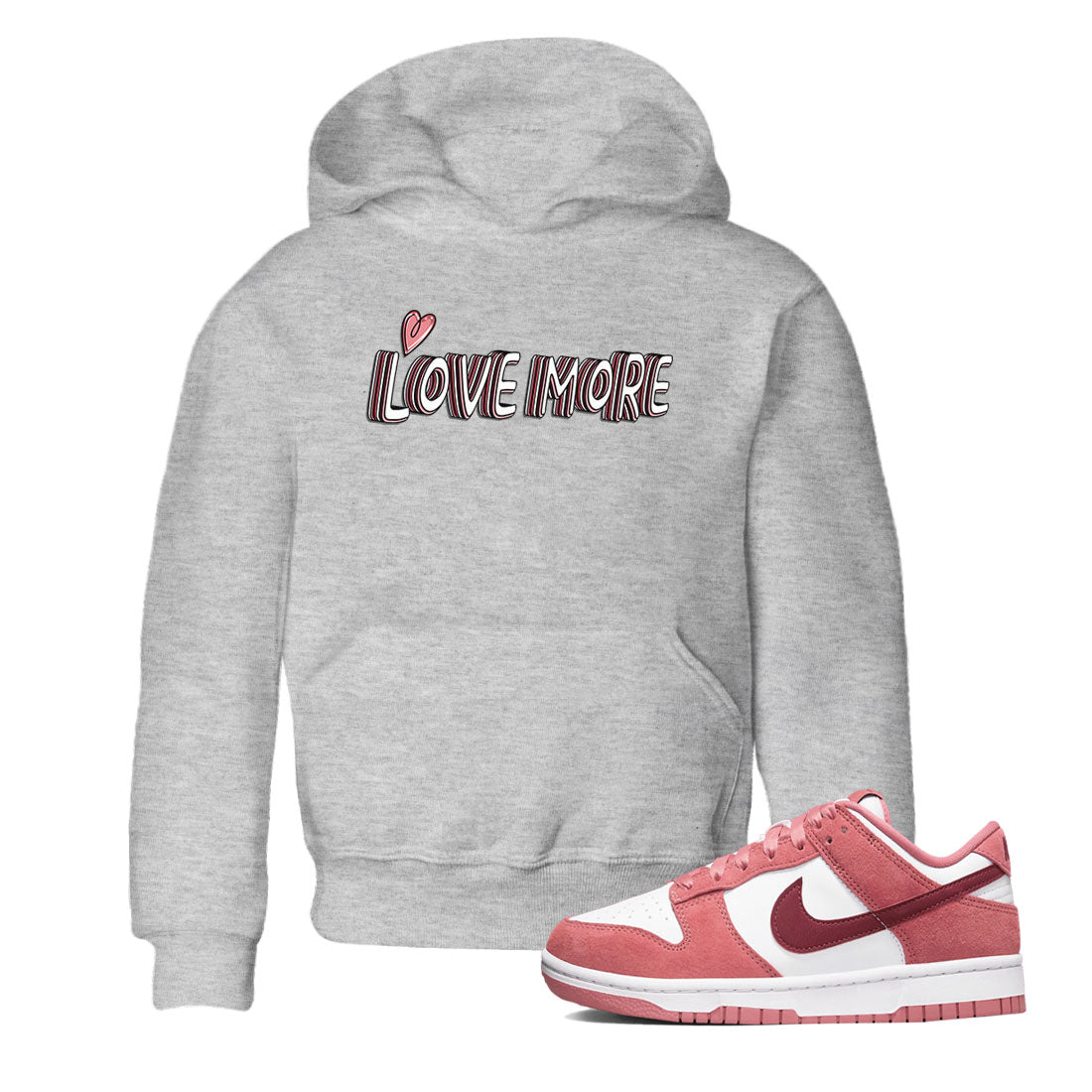Dunk Valentine's Day shirt to match jordans Love More sneaker tees Dunks Valentine's Day Drip Gear Zone baby toddler Heather Grey 1 cotton Shirt